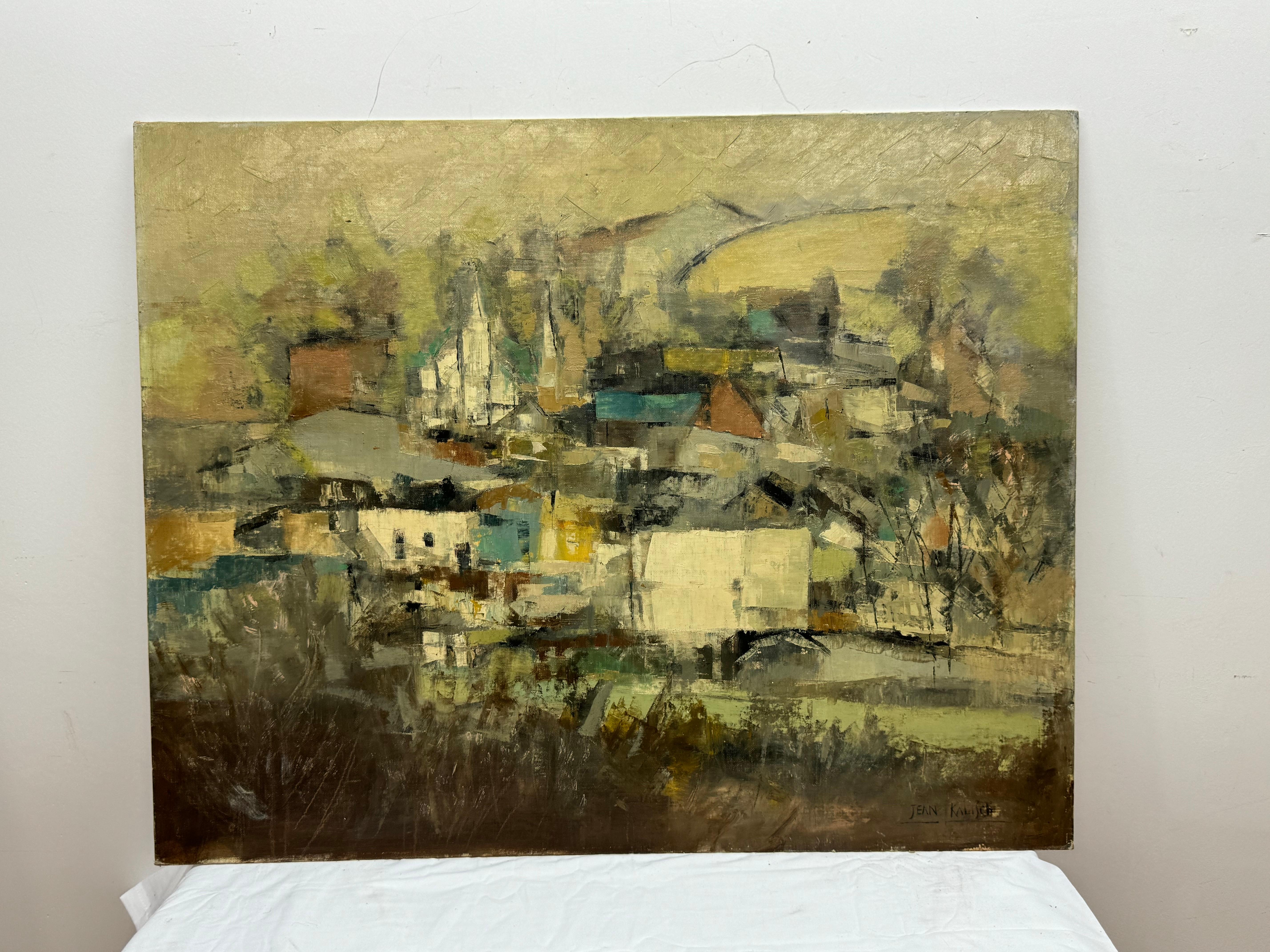 Jean Kallsch, 

Blick auf ein abstraktes Dorf mit Feldern   
