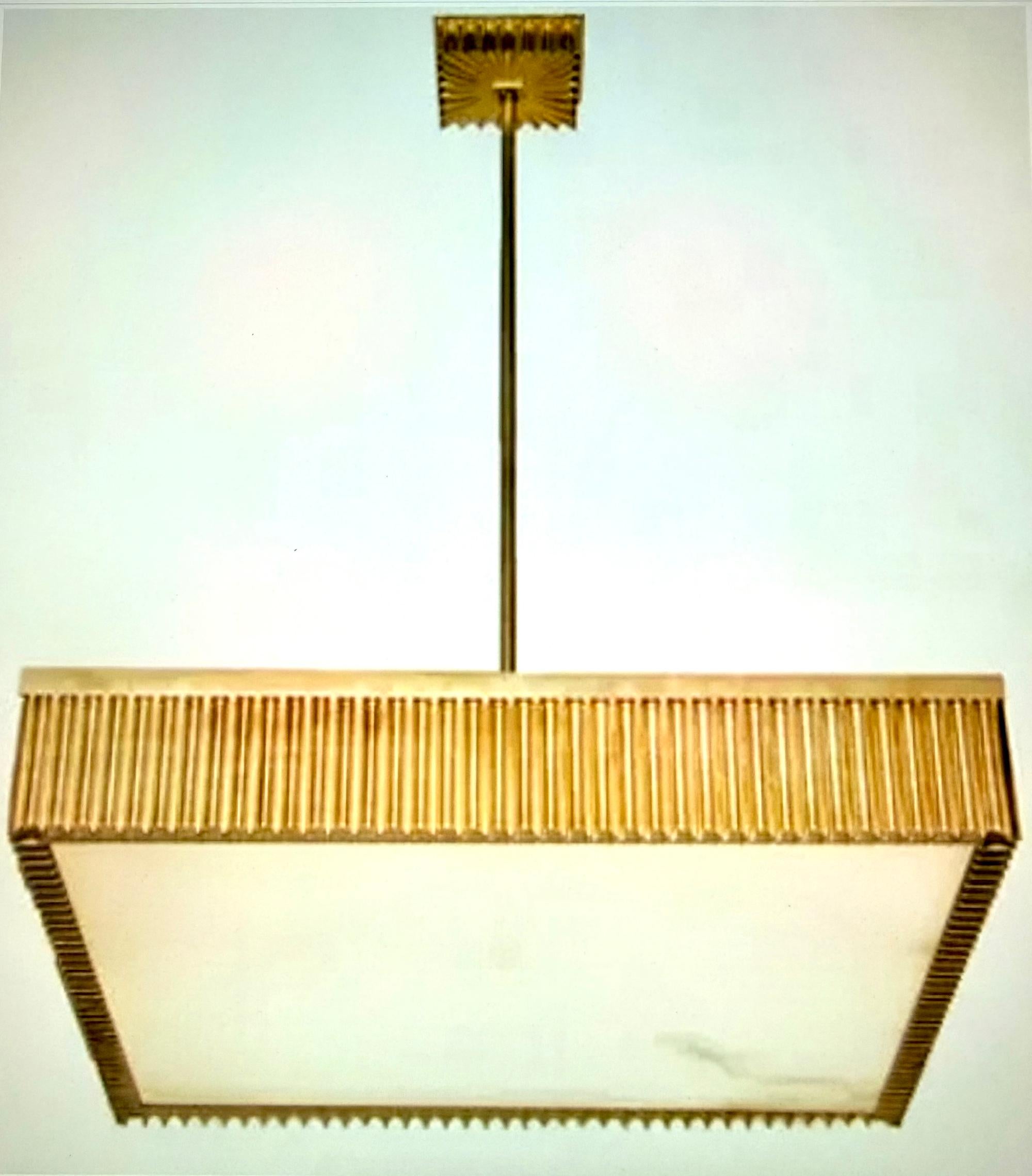 Lampadario JEAN KARAJIAN in bronzo e alabastro in vendita
