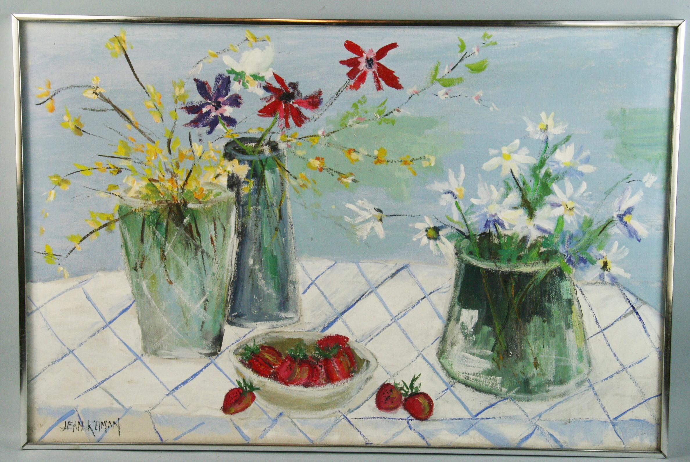1970s Scandinavian Still Life Table Setting, Oil on Canvas, 20x30