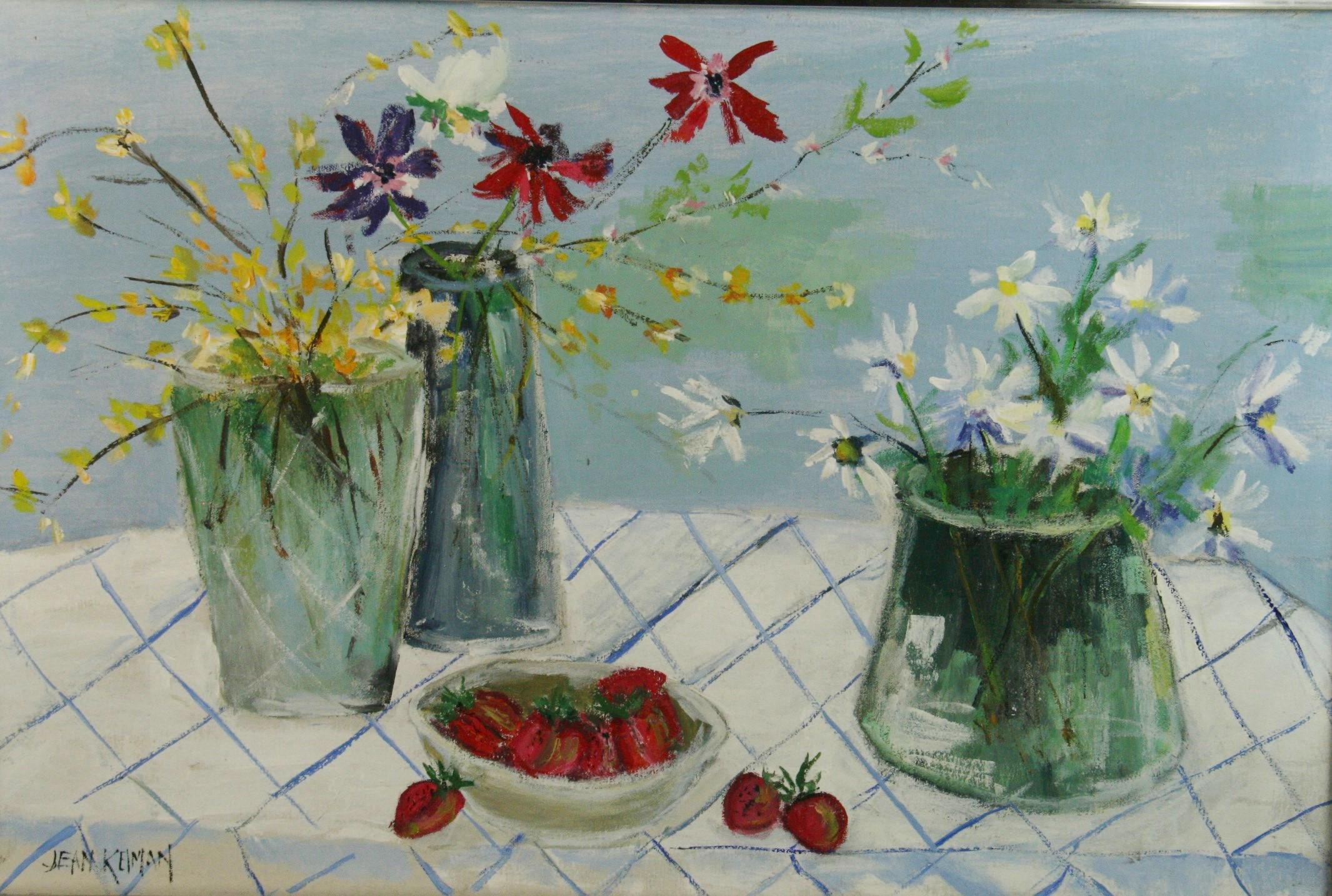 Scandinavian  Interior Table Setting Still life - Painting by Jean Keiman