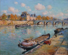 La seine à Paris. Huile sur toile, 38x46,5 cm