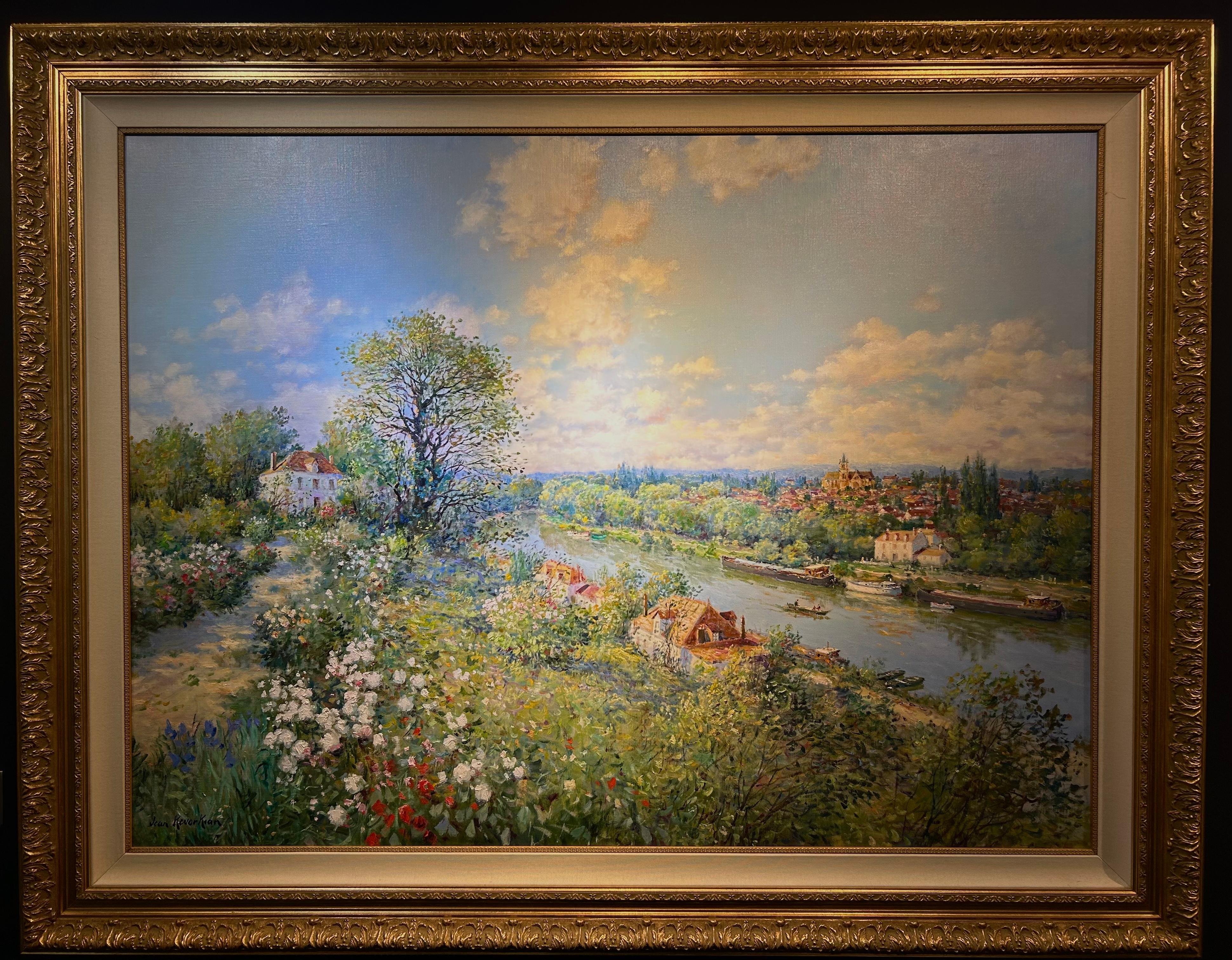 Jean Kevorkian, Un Jour d'Été, Original Oil Village Scene - French School Painting by JEAN KEVORKIAN
