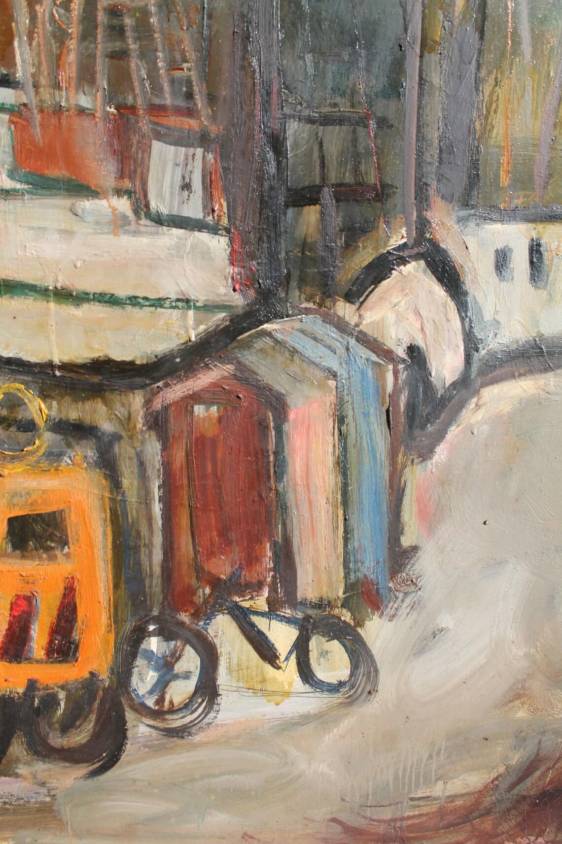 Peinture Jean Krille (1923-1991). Grande peinture à l'huile originale, signée/datée (136x104cm)  en vente