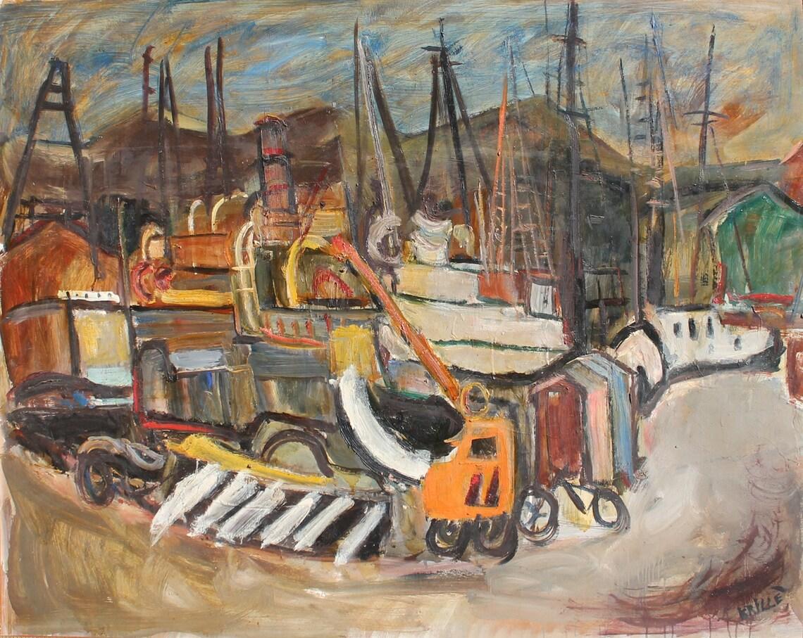 Jean Krille (1923-1991). Grande peinture à l'huile originale, signée/datée (136x104cm)  en vente 1