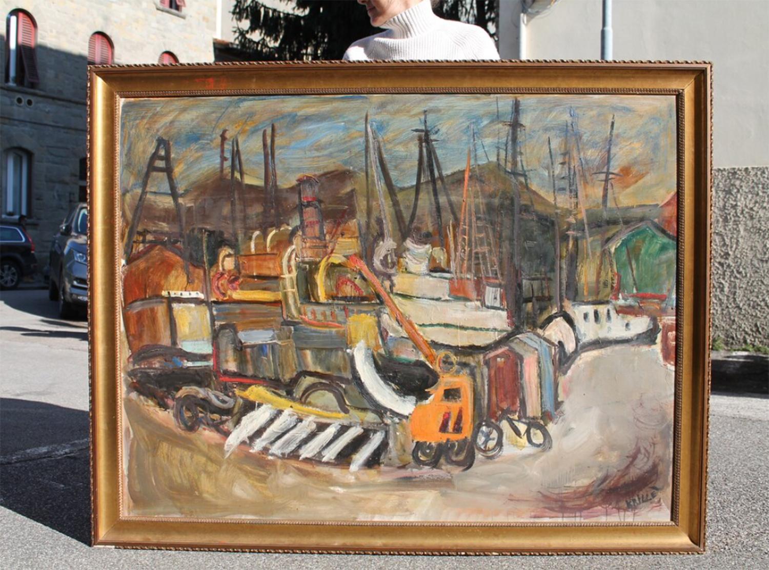 Jean Krille (1923-1991). Grande peinture à l'huile originale, signée/datée (136x104cm)  en vente 3