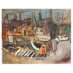 Vintage Jean Krille (1923-1991). Large original oil painting, signed/dated (136x104cm) 