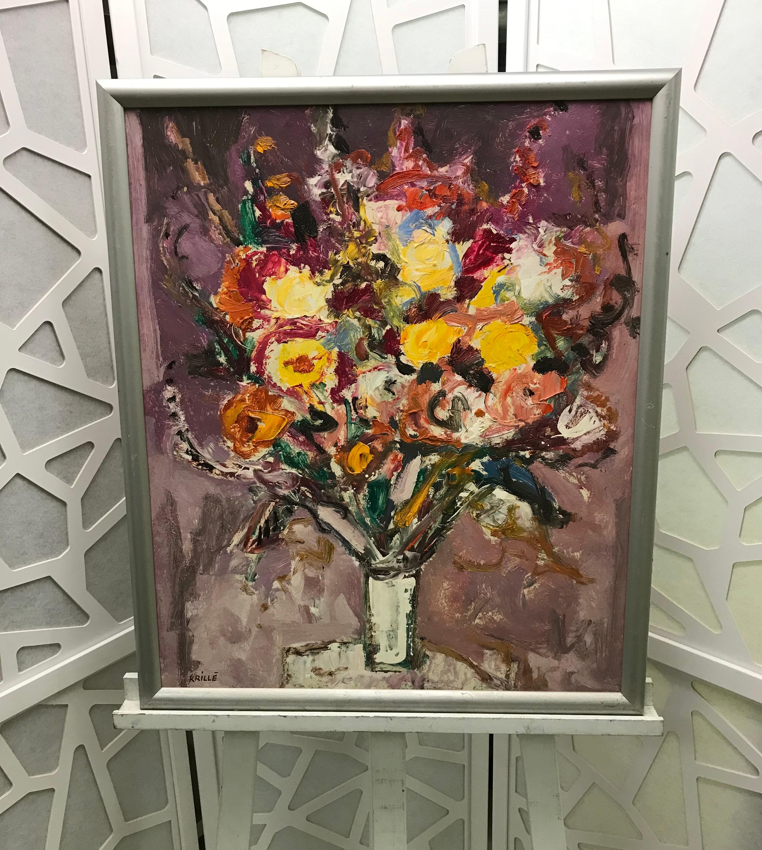 Flower vase - Painting by Jean Krille
