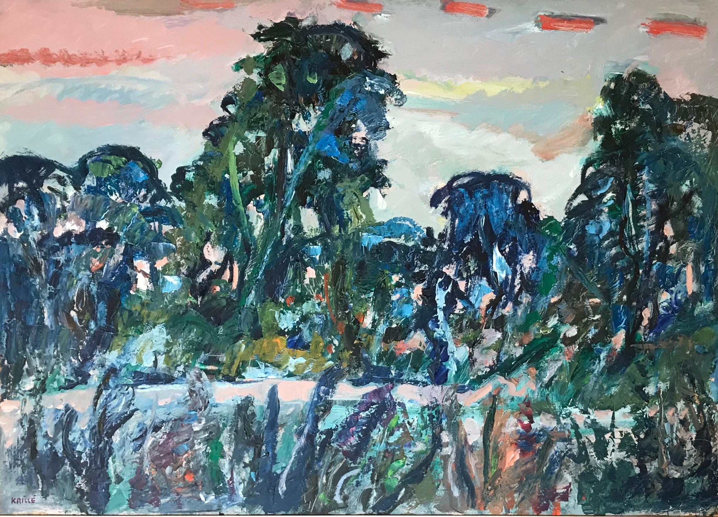 Jean Krille Landscape Painting - Forest n°2 by Jean Krillé - Oil on wood 65x92 cm