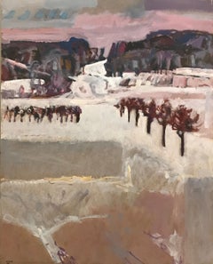 Snowy landscape n°50 by Jean Krillé - Oil on wood 80x100 cm