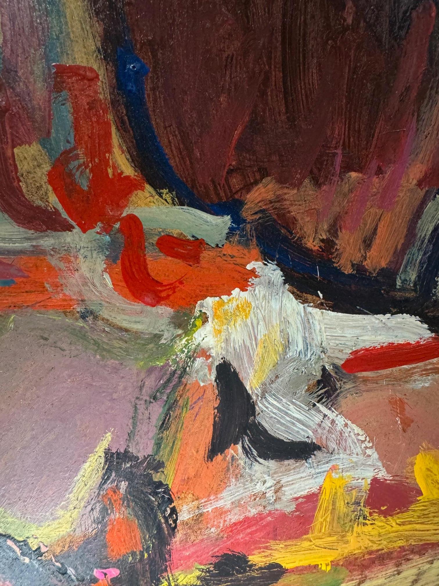 Landscape 100 by Jean Krille - Oil on masonite 100x100cm For Sale 3