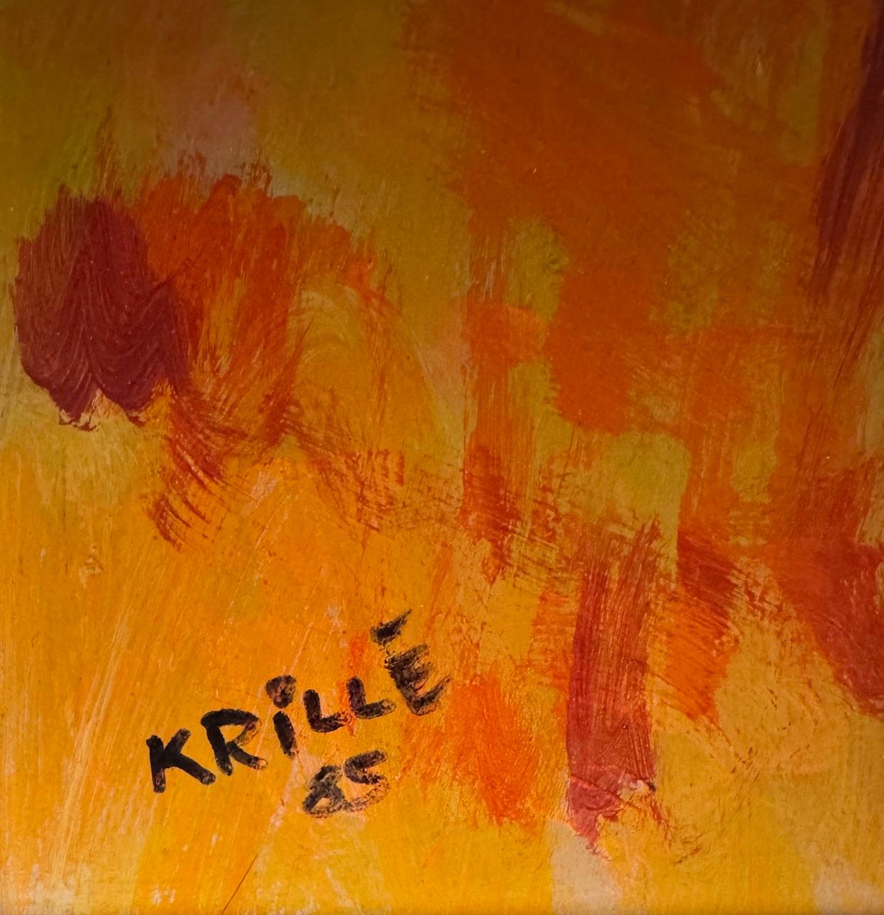 Landscape 101 by Jean Krille - Oil on masonite 100x100cm For Sale 2