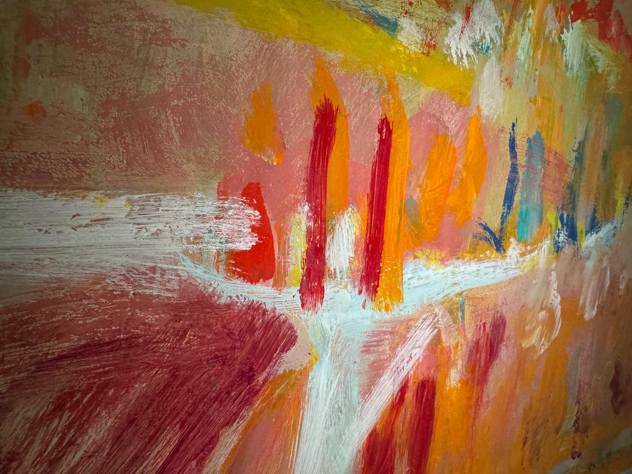 Landscape 101 by Jean Krille - Oil on masonite 100x100cm For Sale 4