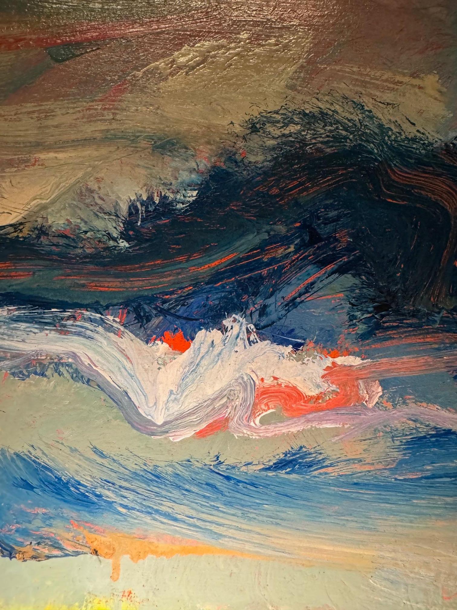 Landscape 102 by Jean Krille - Oil on masonite 100x100cm For Sale 4