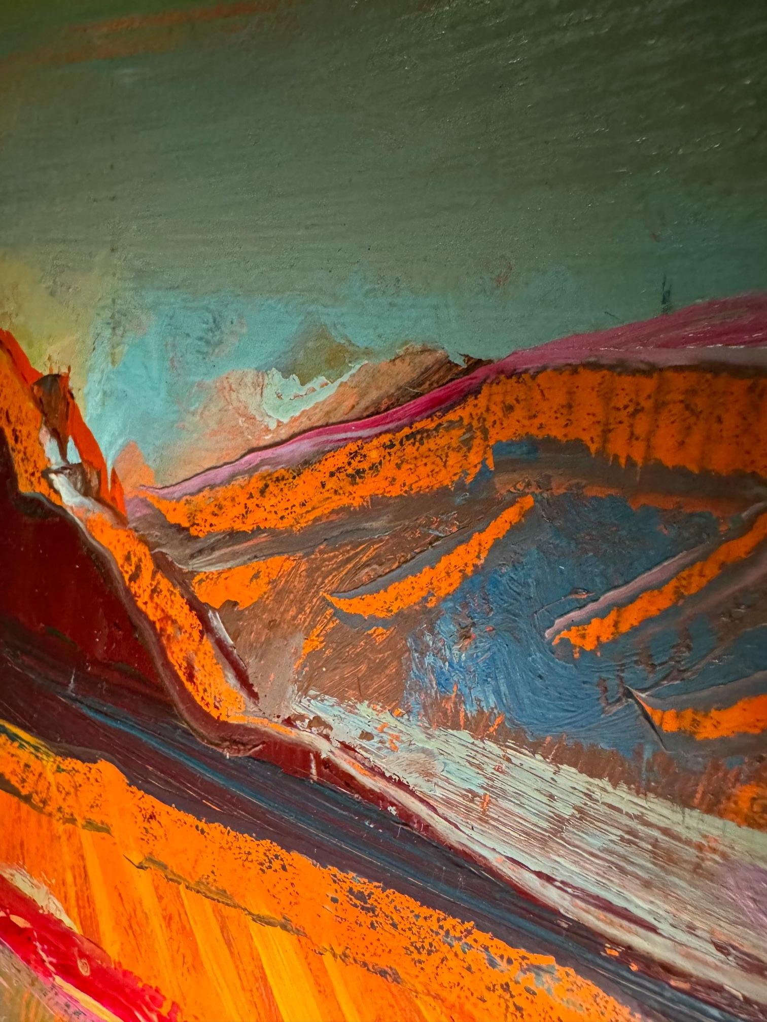 Landscape 102 by Jean Krille - Oil on masonite 100x100cm For Sale 5