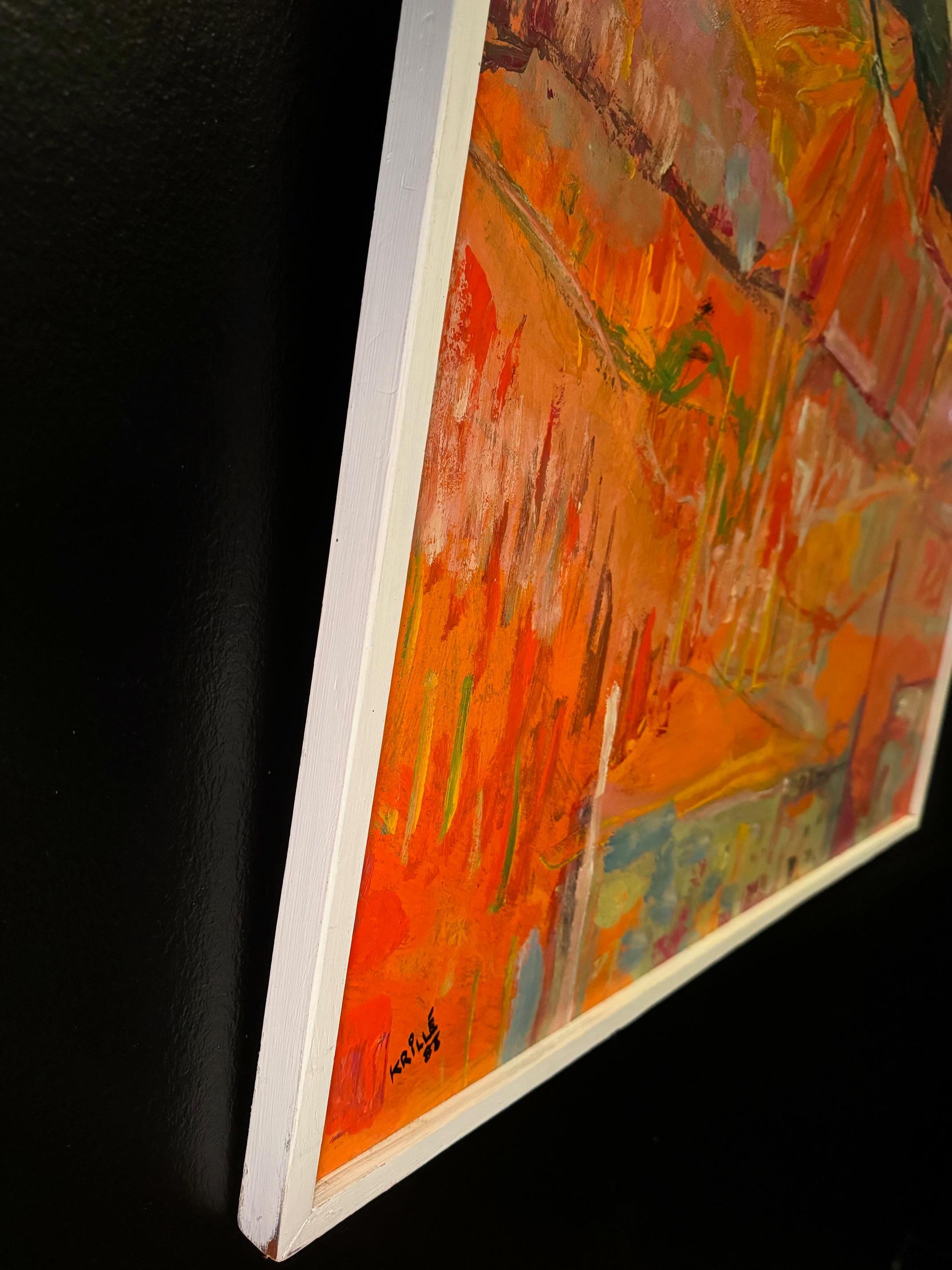Landscape 102 by Jean Krille - Oil on masonite 100x100cm For Sale 8
