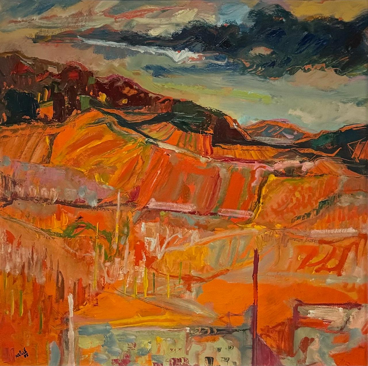 Jean Krillé’s paintings are known for their expressive use of color and dynamic, abstract forms, blending realism with abstraction in his depictions of nature. His landscapes often feature dramatic skies, with swirling clouds and sweeping