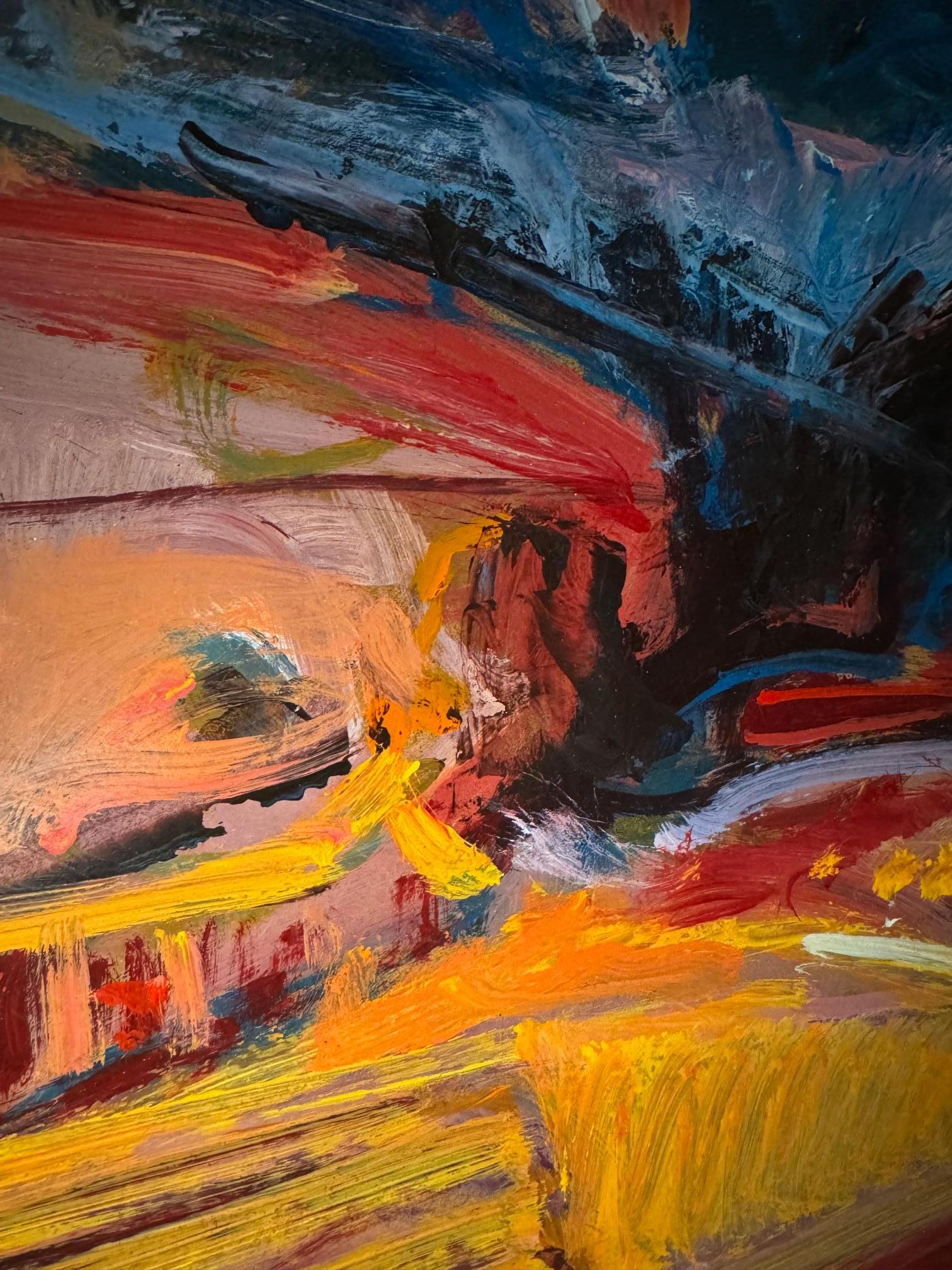 Paysage 103 de Jean Krille - Huile sur masonite 100x100cm en vente 5
