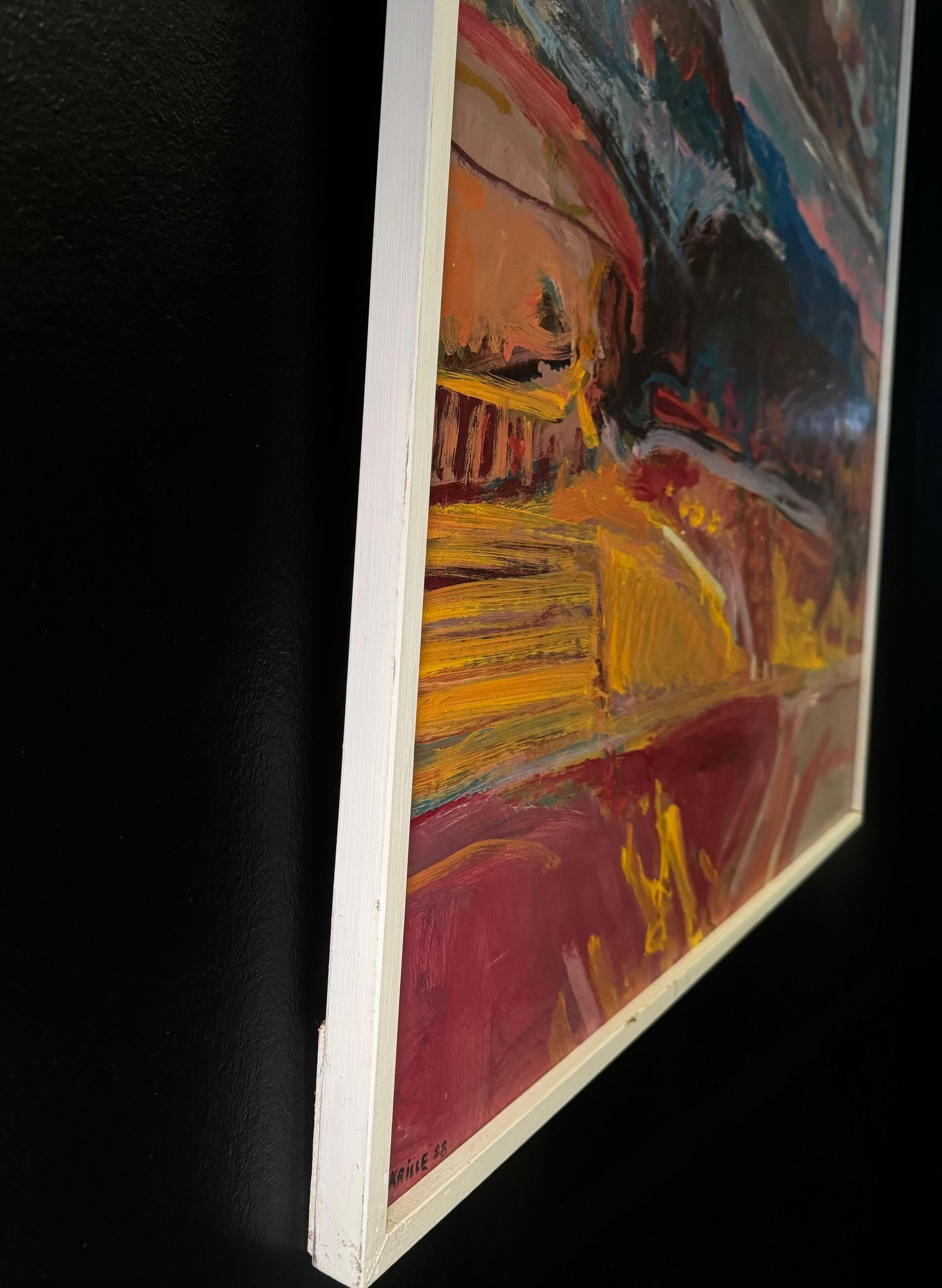 Paysage 103 de Jean Krille - Huile sur masonite 100x100cm en vente 6