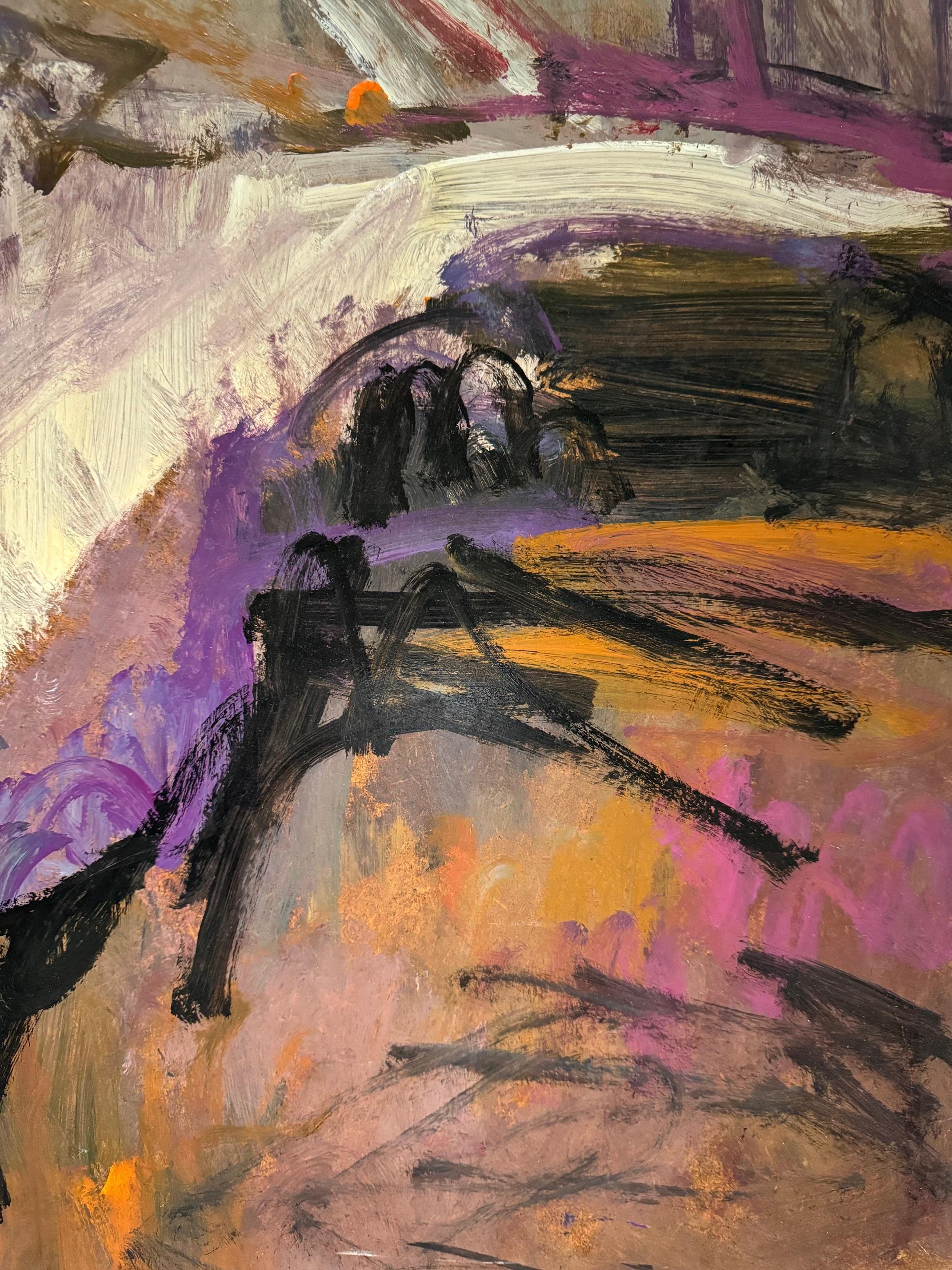 Landscape 104 by Jean Krille - Oil on masonite 100x100cm For Sale 3