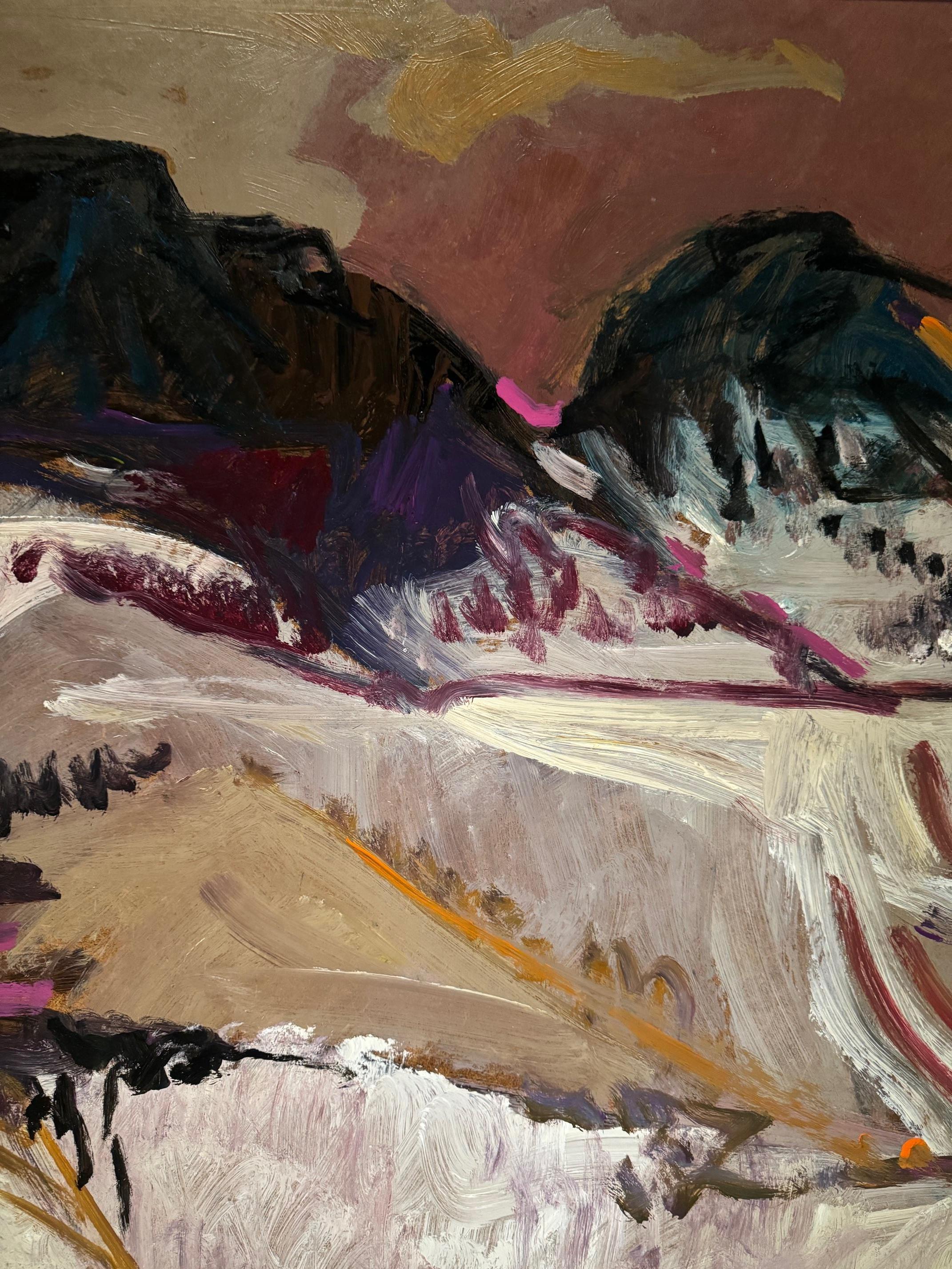 Landscape 104 by Jean Krille - Oil on masonite 100x100cm For Sale 4
