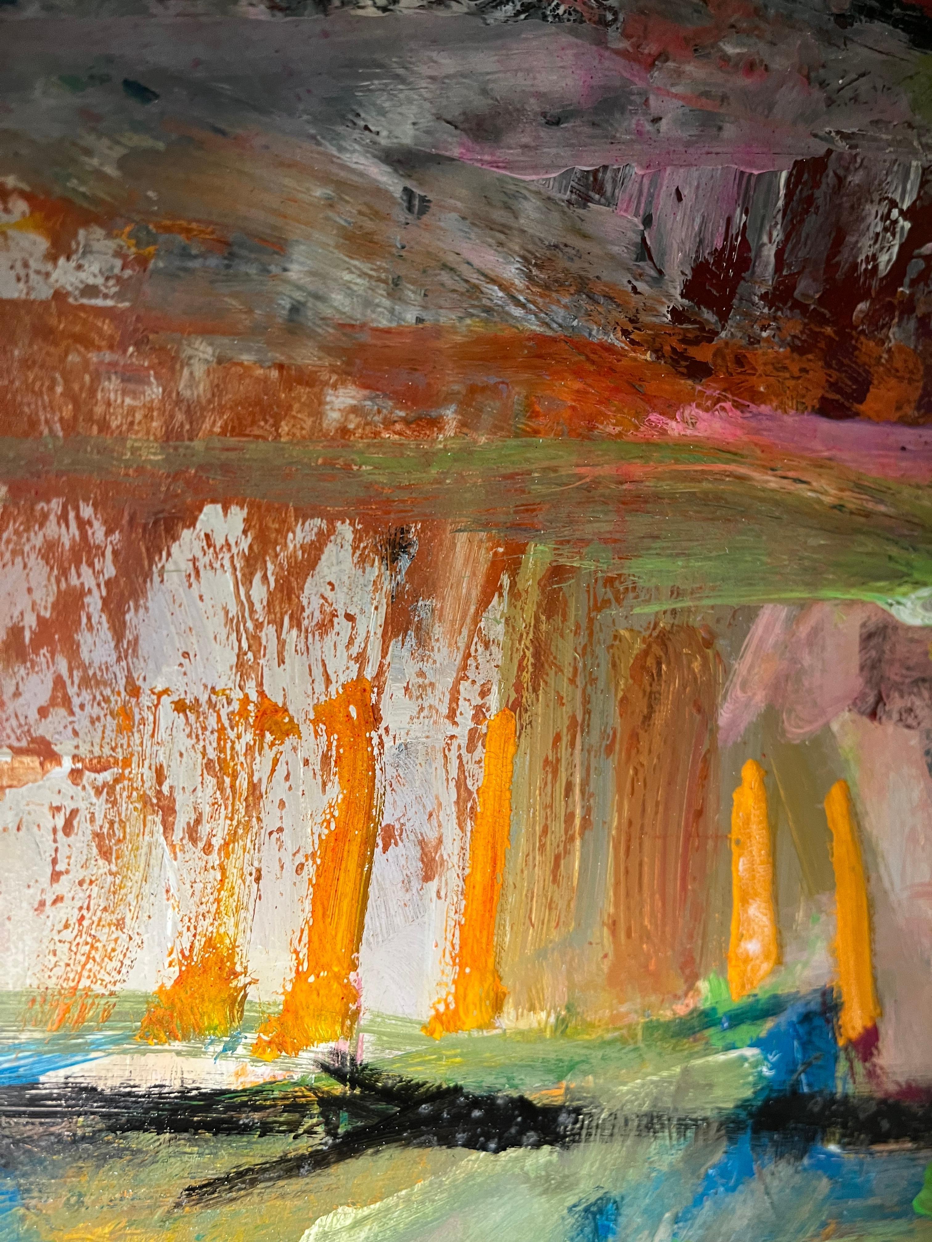 Landscape 106 by Jean Krille - Oil on masonite 100x100cm For Sale 3