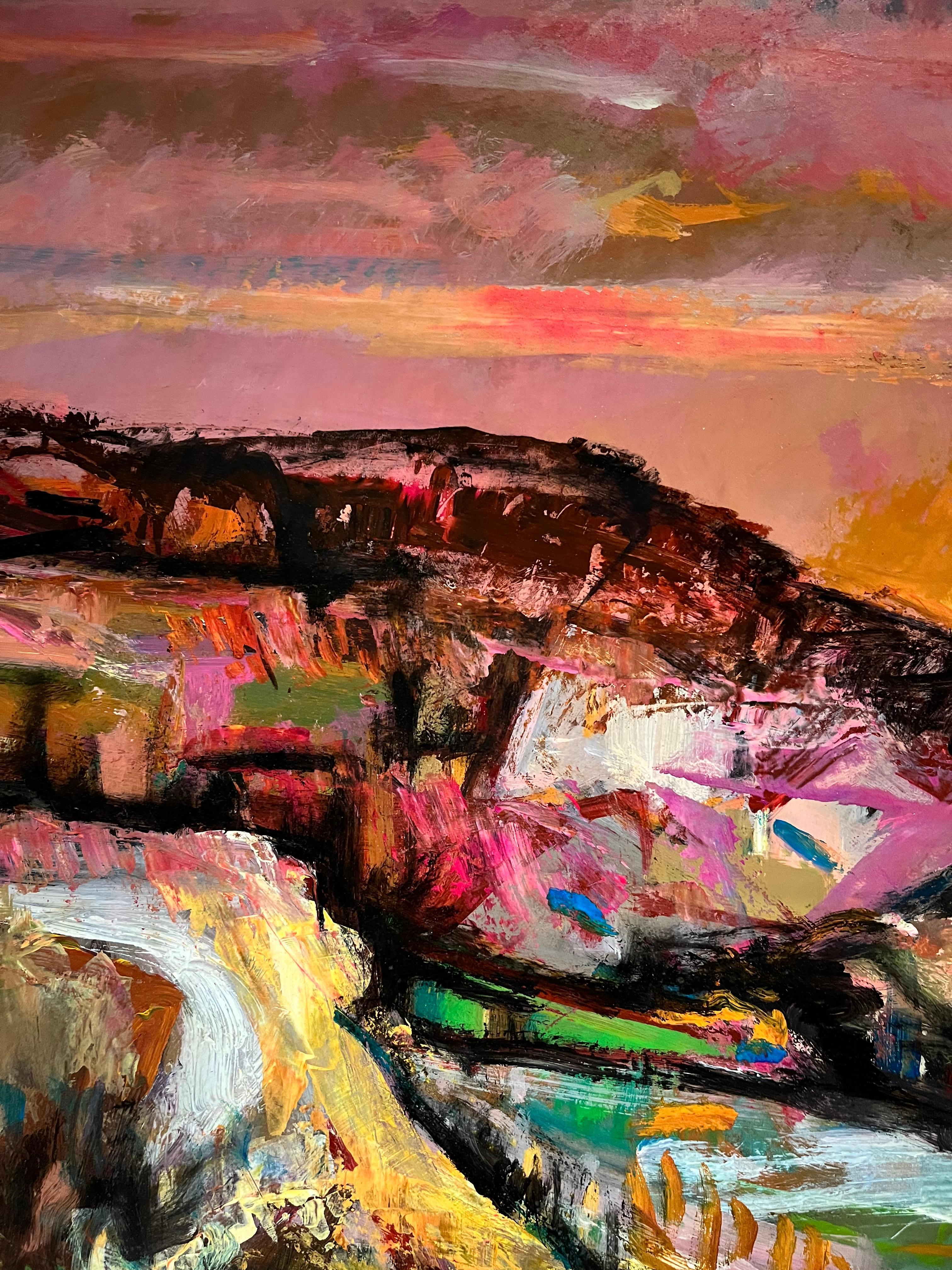 Landscape 106 by Jean Krille - Oil on masonite 100x100cm For Sale 5