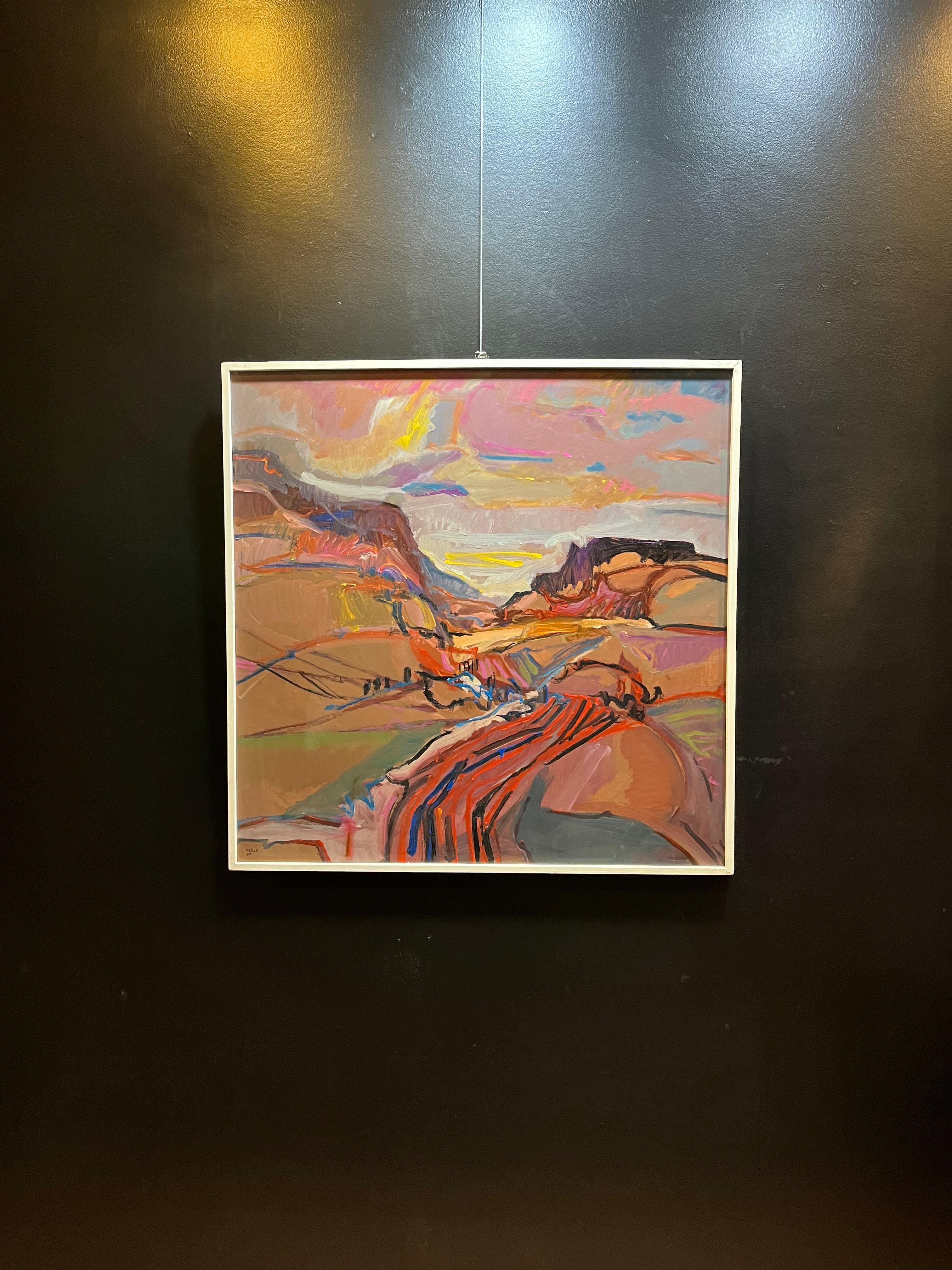 Paysage 107 par Jean Krille - Huile sur masonite 100x100cm en vente 1
