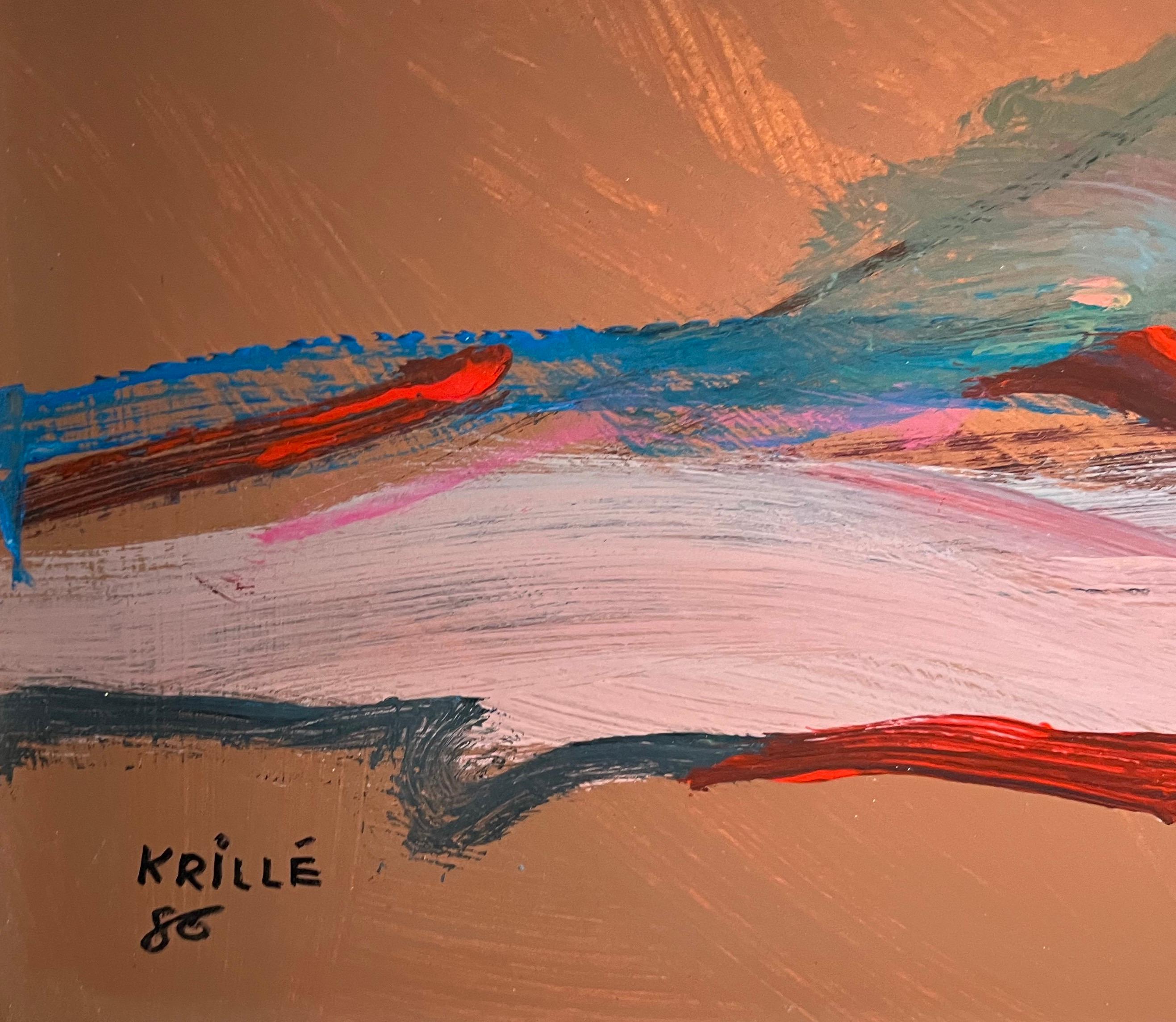 Paysage 107 par Jean Krille - Huile sur masonite 100x100cm en vente 2