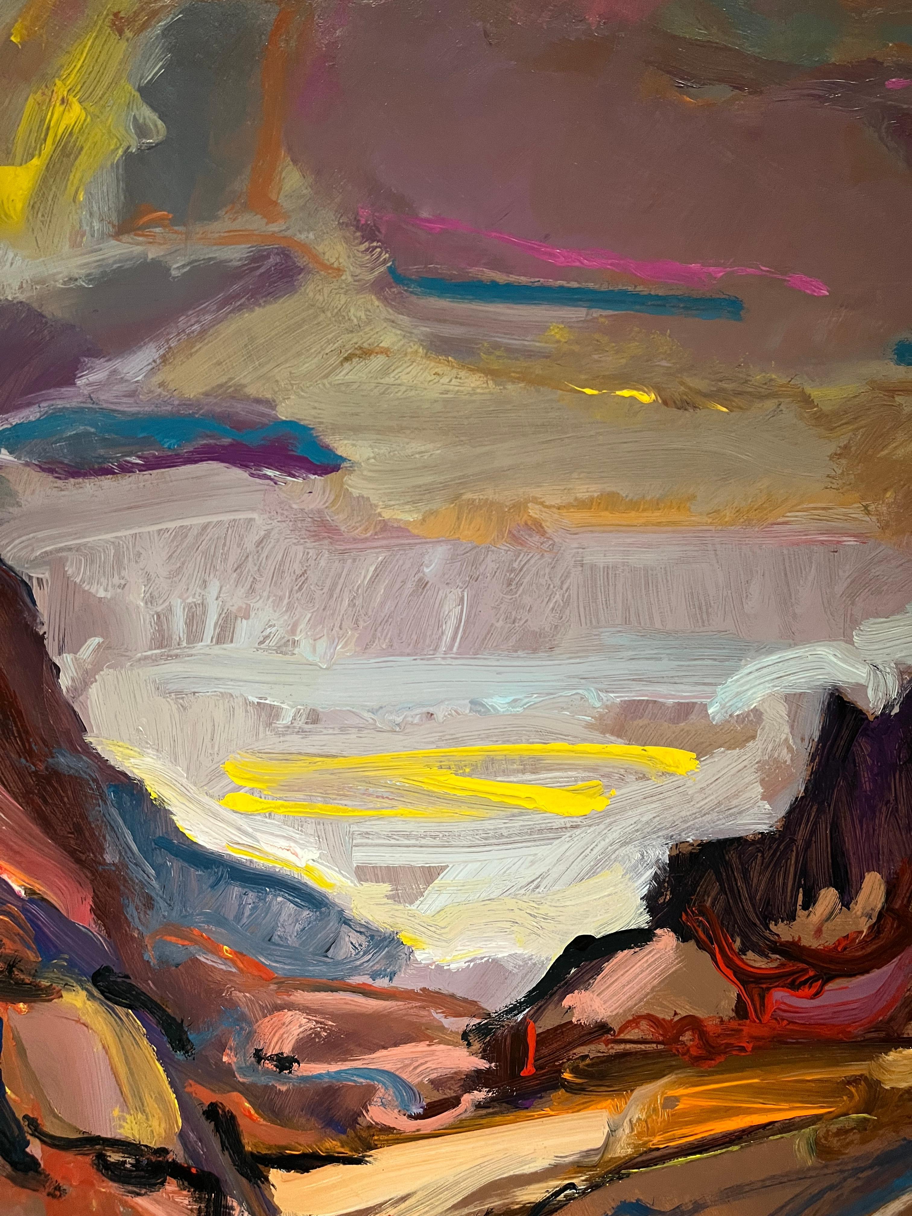Paysage 107 par Jean Krille - Huile sur masonite 100x100cm en vente 3