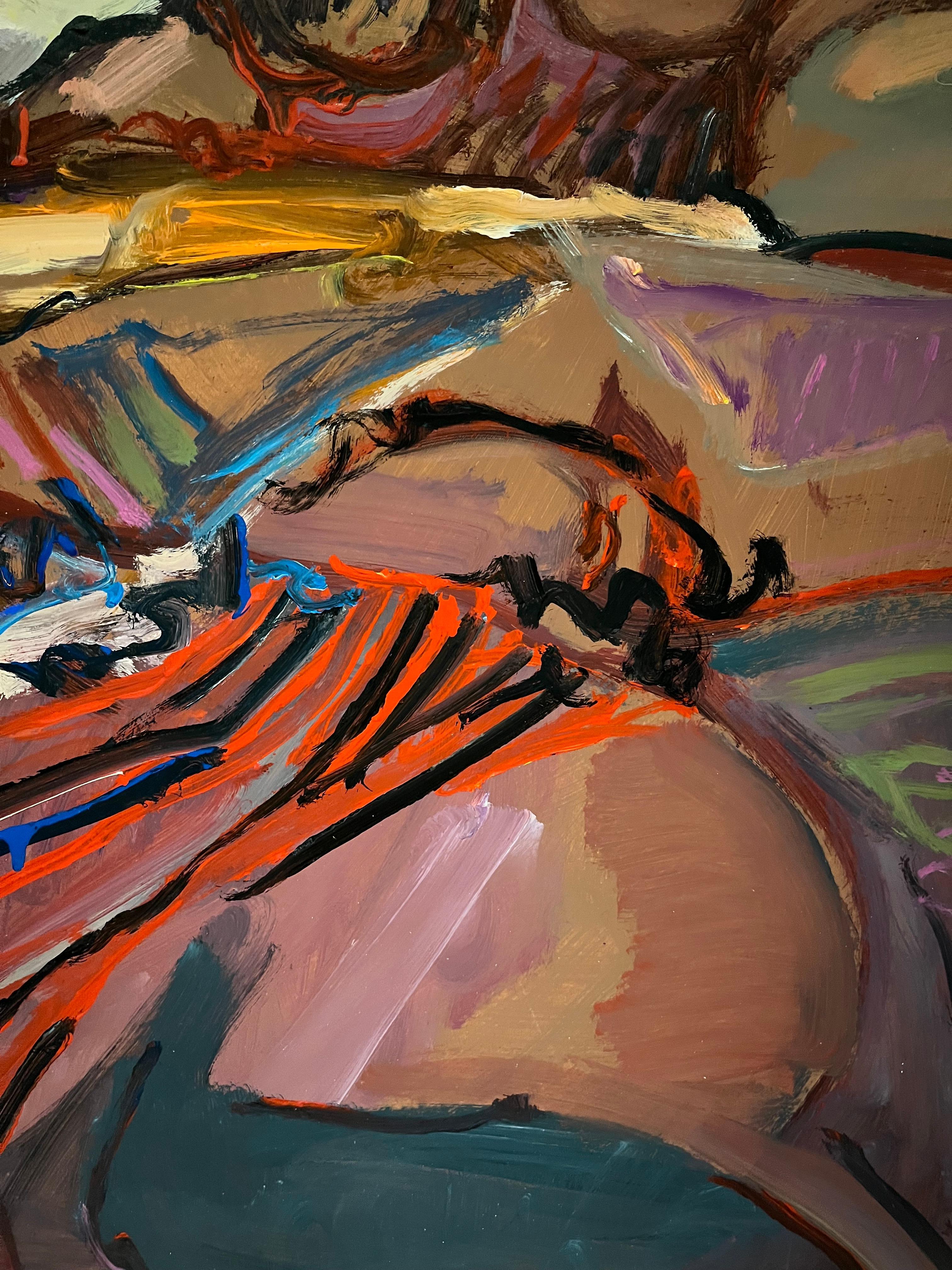 Paysage 107 par Jean Krille - Huile sur masonite 100x100cm en vente 4