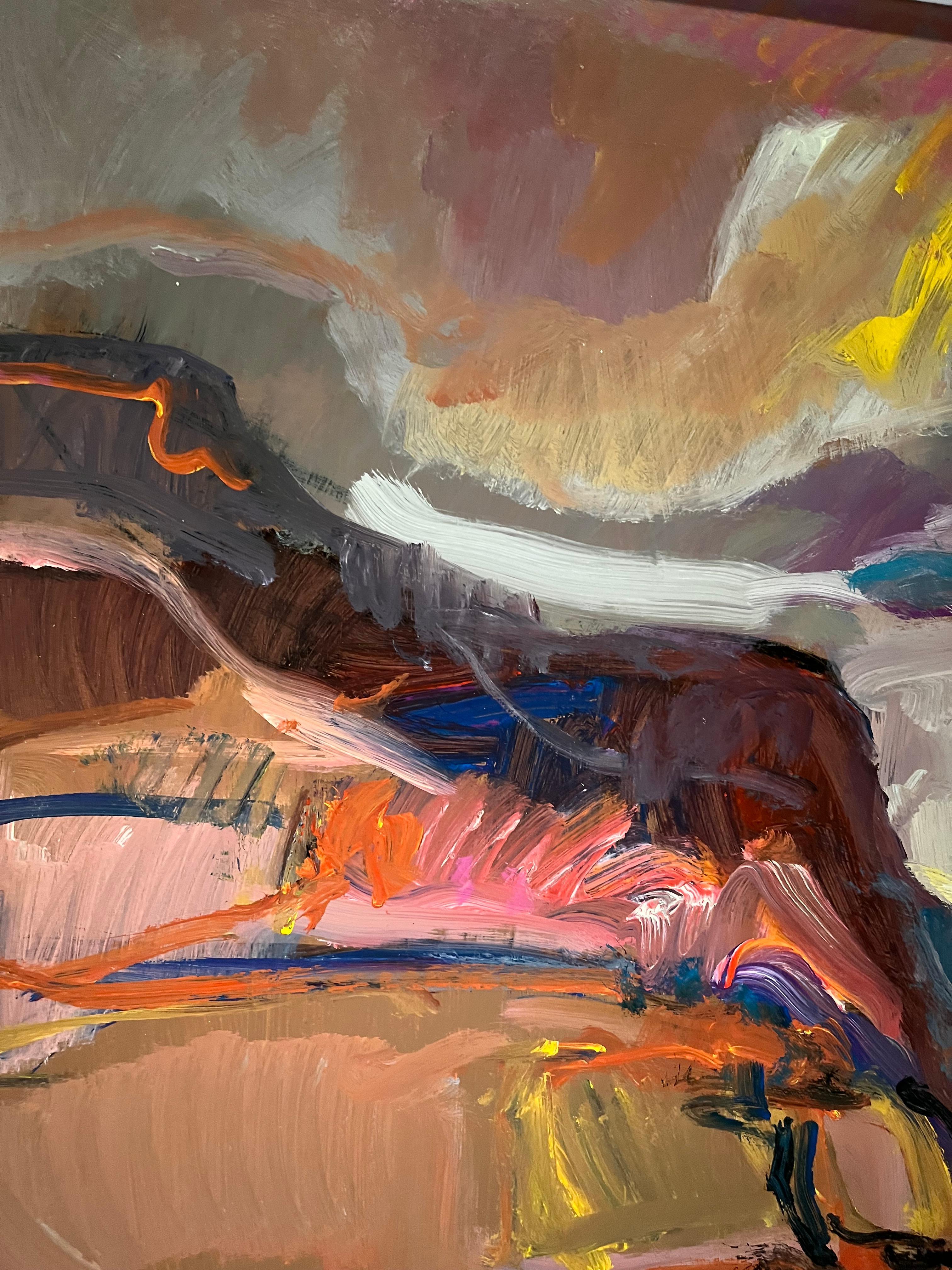 Paysage 107 par Jean Krille - Huile sur masonite 100x100cm en vente 5