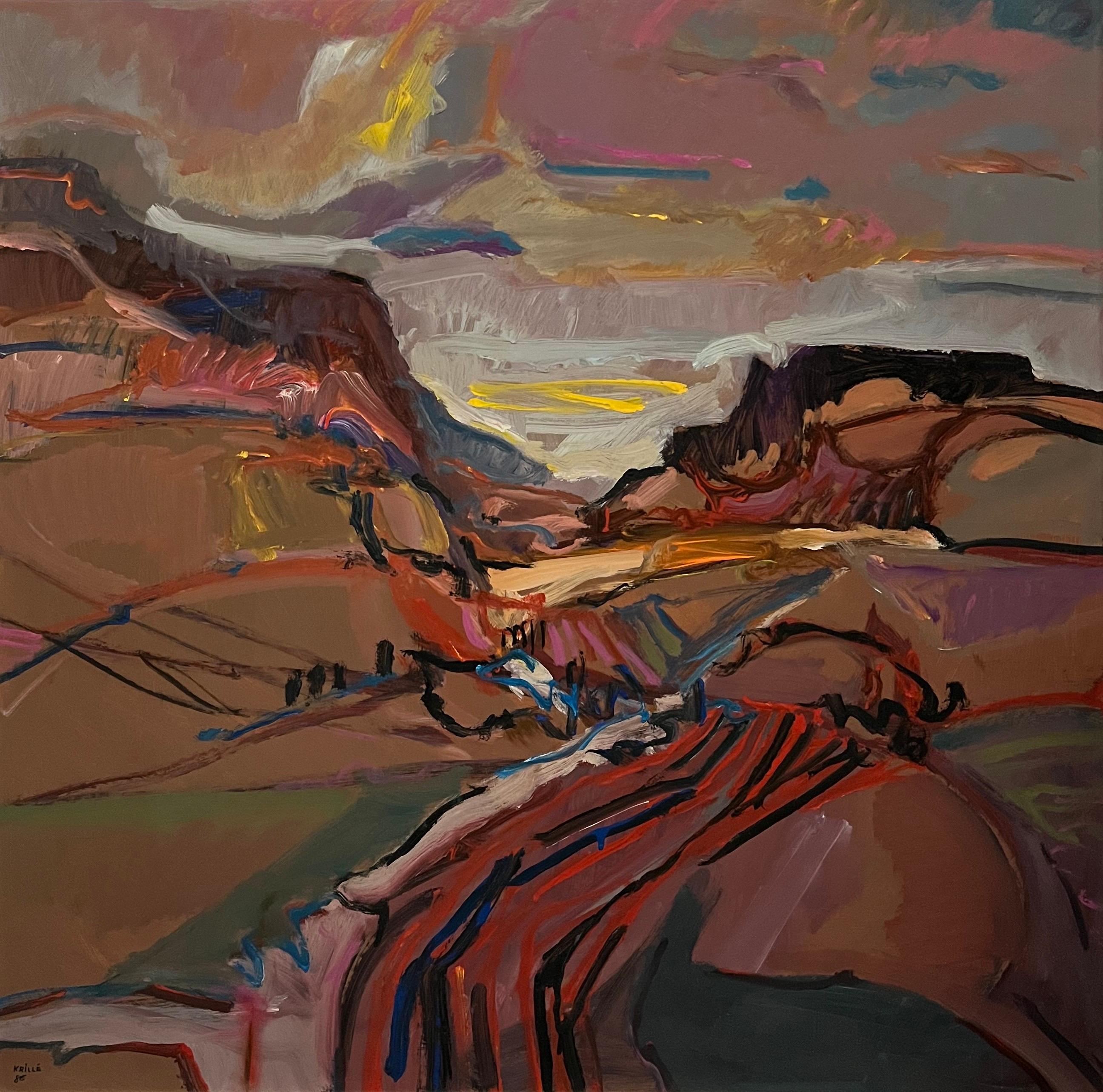 Les peintures de Jean Krillé sont connues pour leur utilisation expressive de la couleur et de formes dynamiques et abstraites, mêlant réalisme et abstraction dans ses représentations de la Nature. Ses paysages présentent souvent des ciels