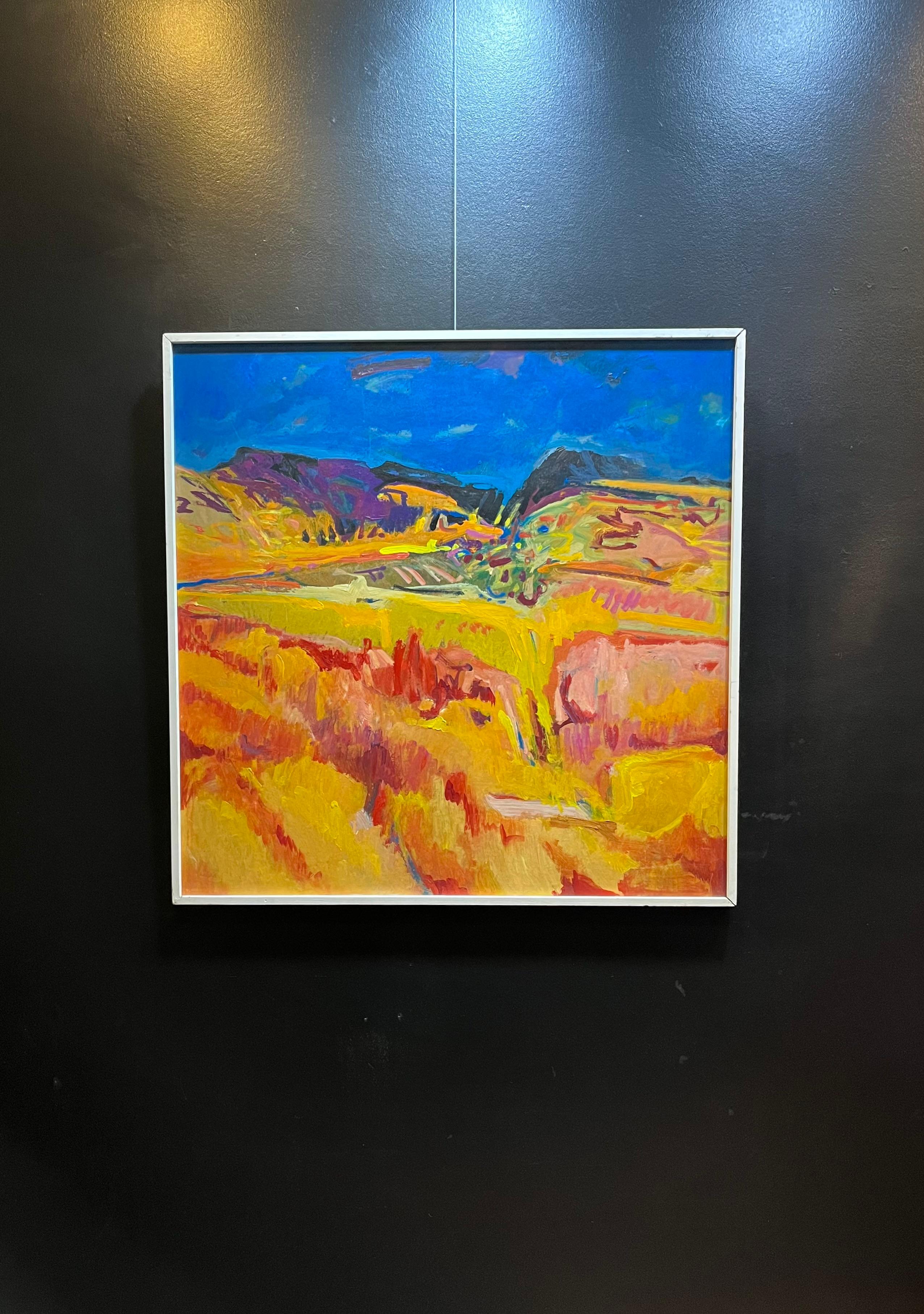 Landscape 109 by Jean Krille - Oil on masonite 100x100cm For Sale 1