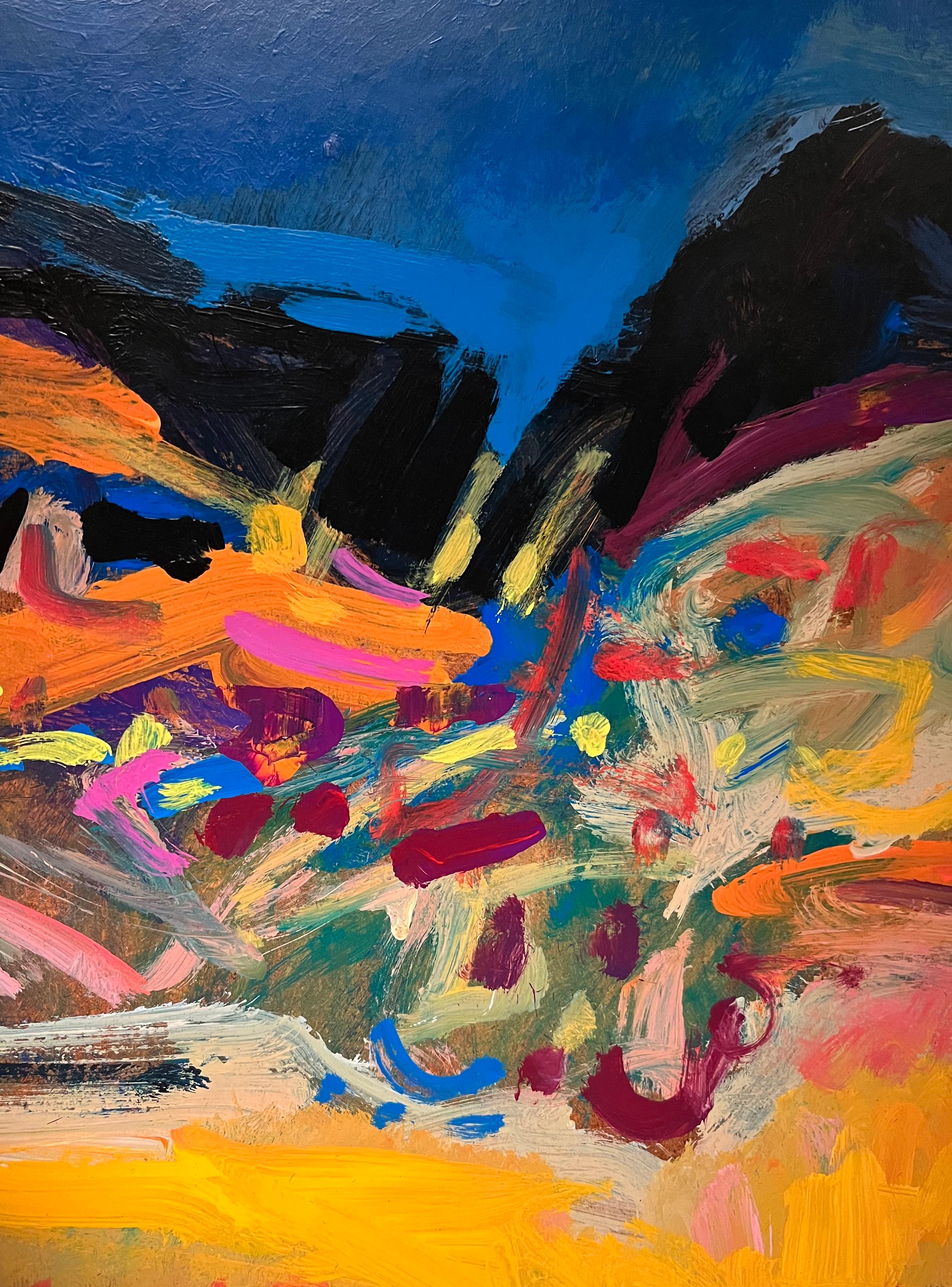 Landscape 109 by Jean Krille - Oil on masonite 100x100cm For Sale 5