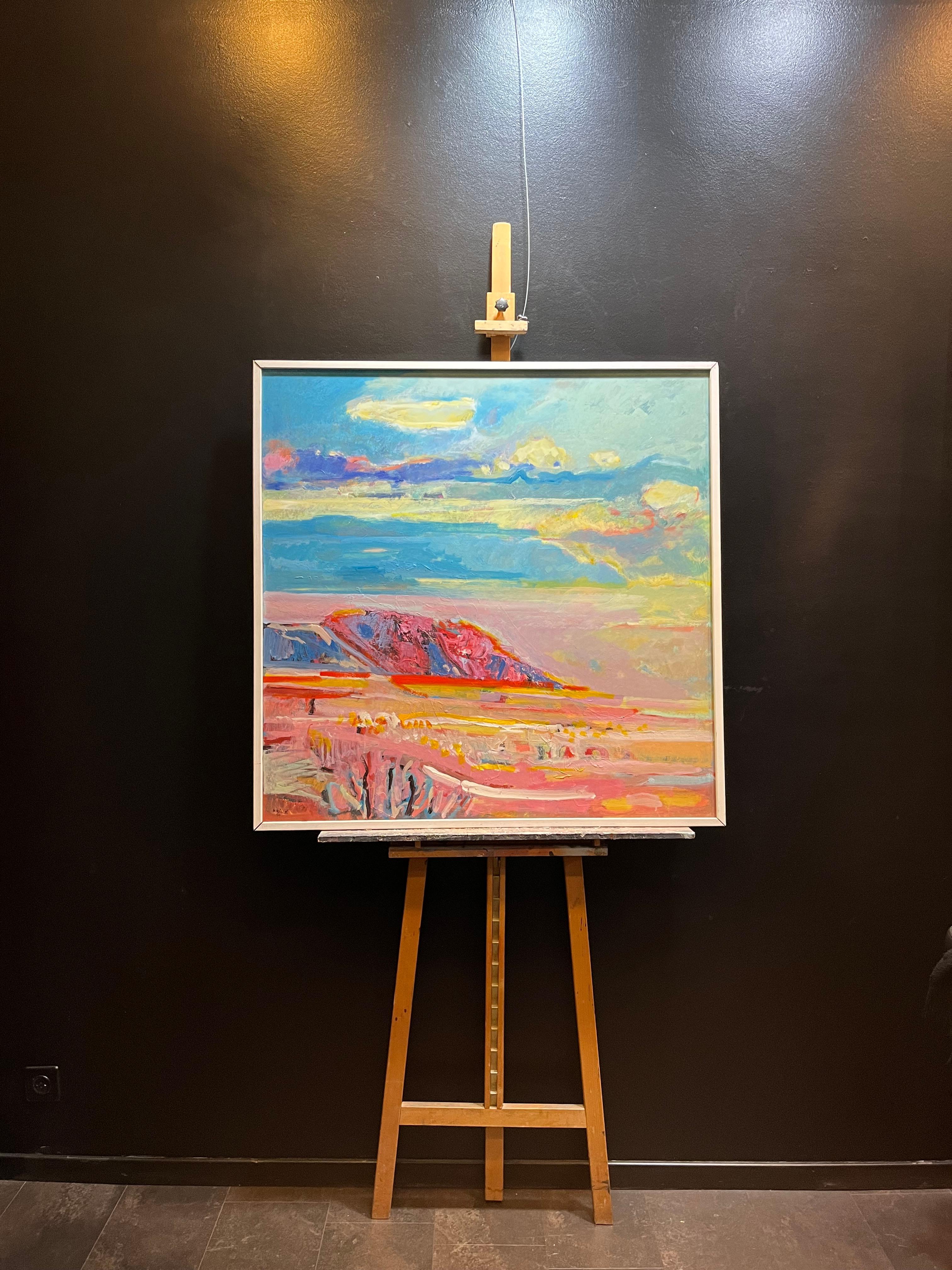Landscape 110 by Jean Krille - Oil on masonite 100x100cm For Sale 1
