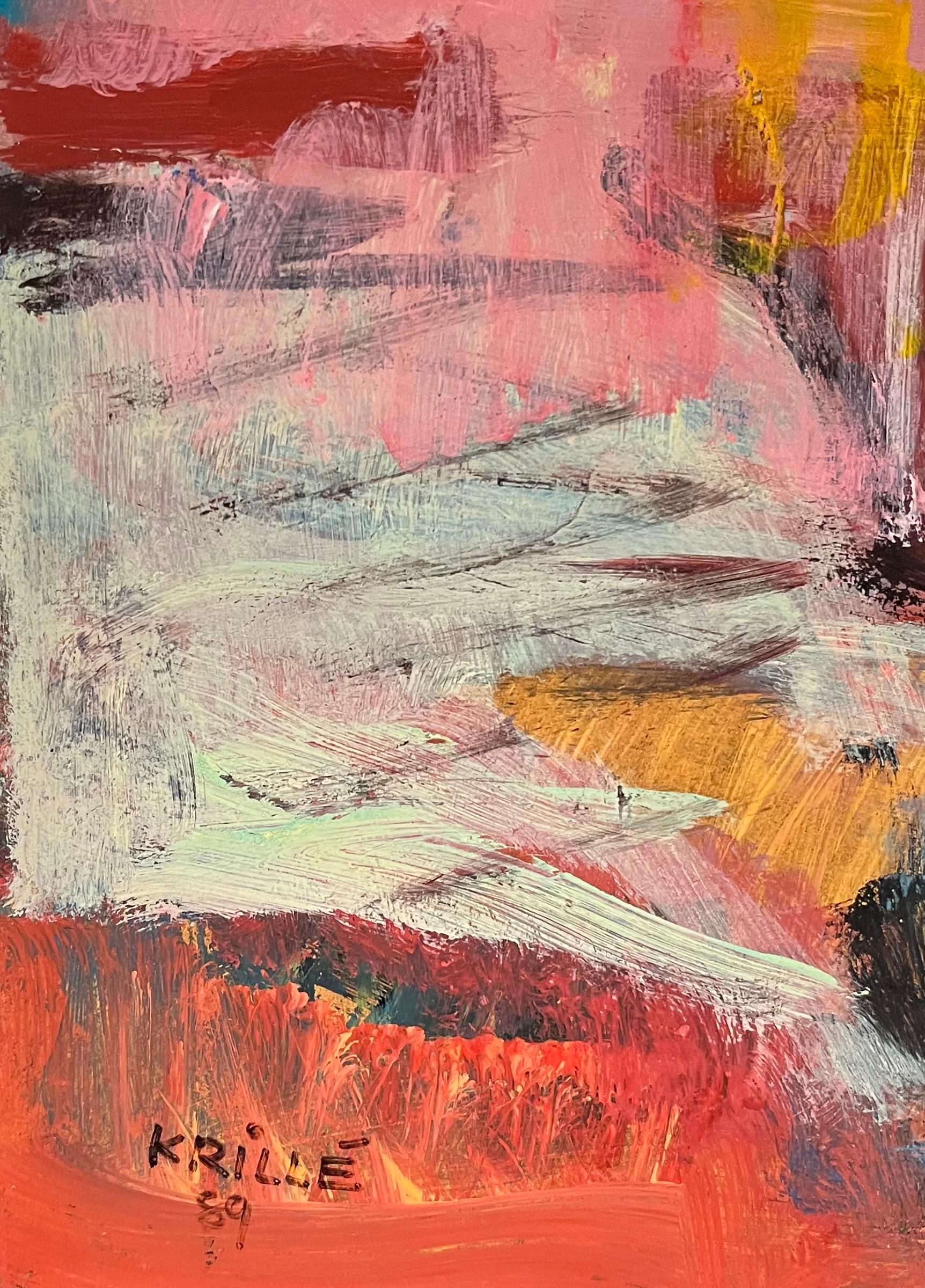 Landscape 110 by Jean Krille - Oil on masonite 100x100cm For Sale 2