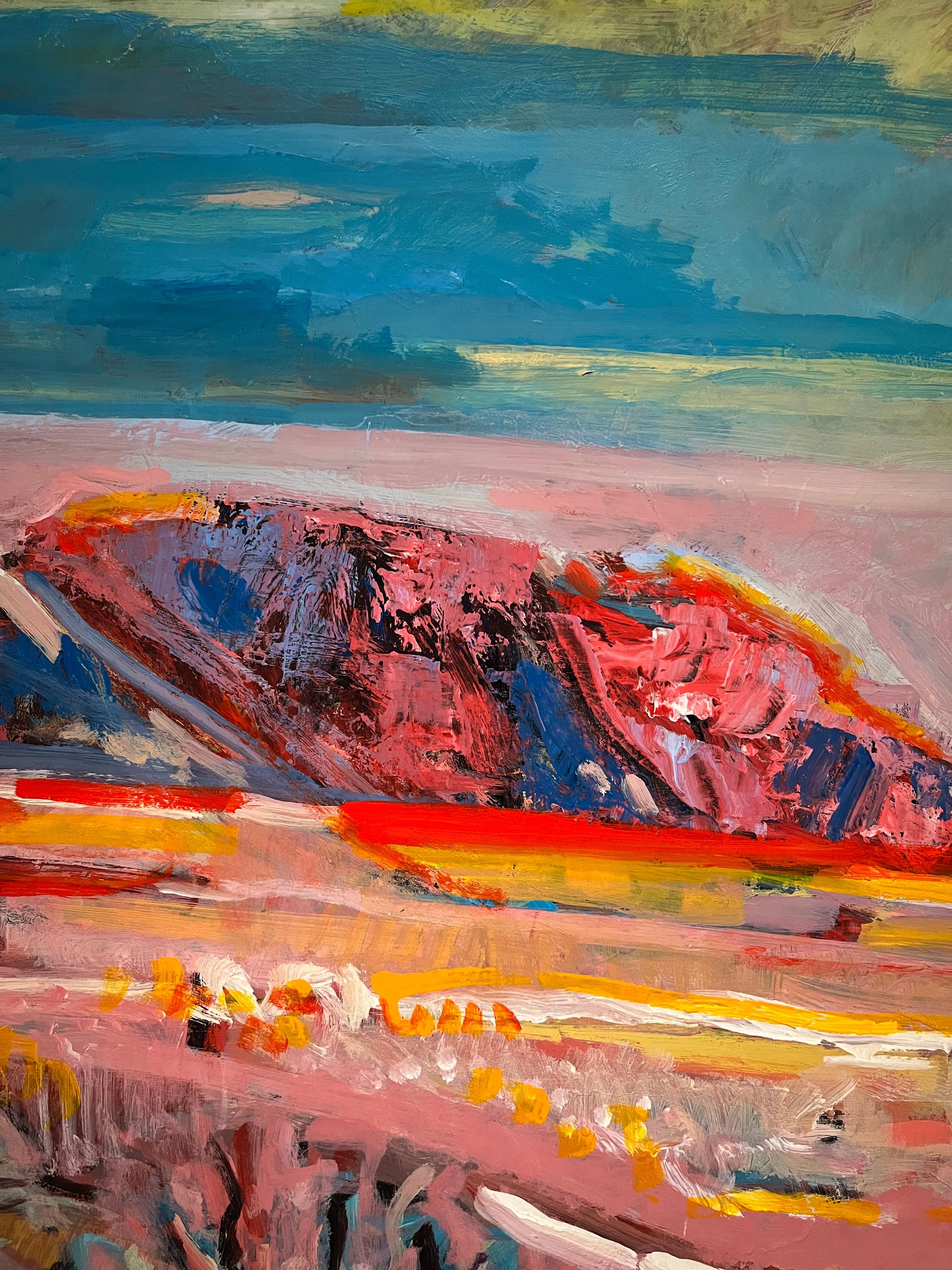Landscape 110 by Jean Krille - Oil on masonite 100x100cm For Sale 3