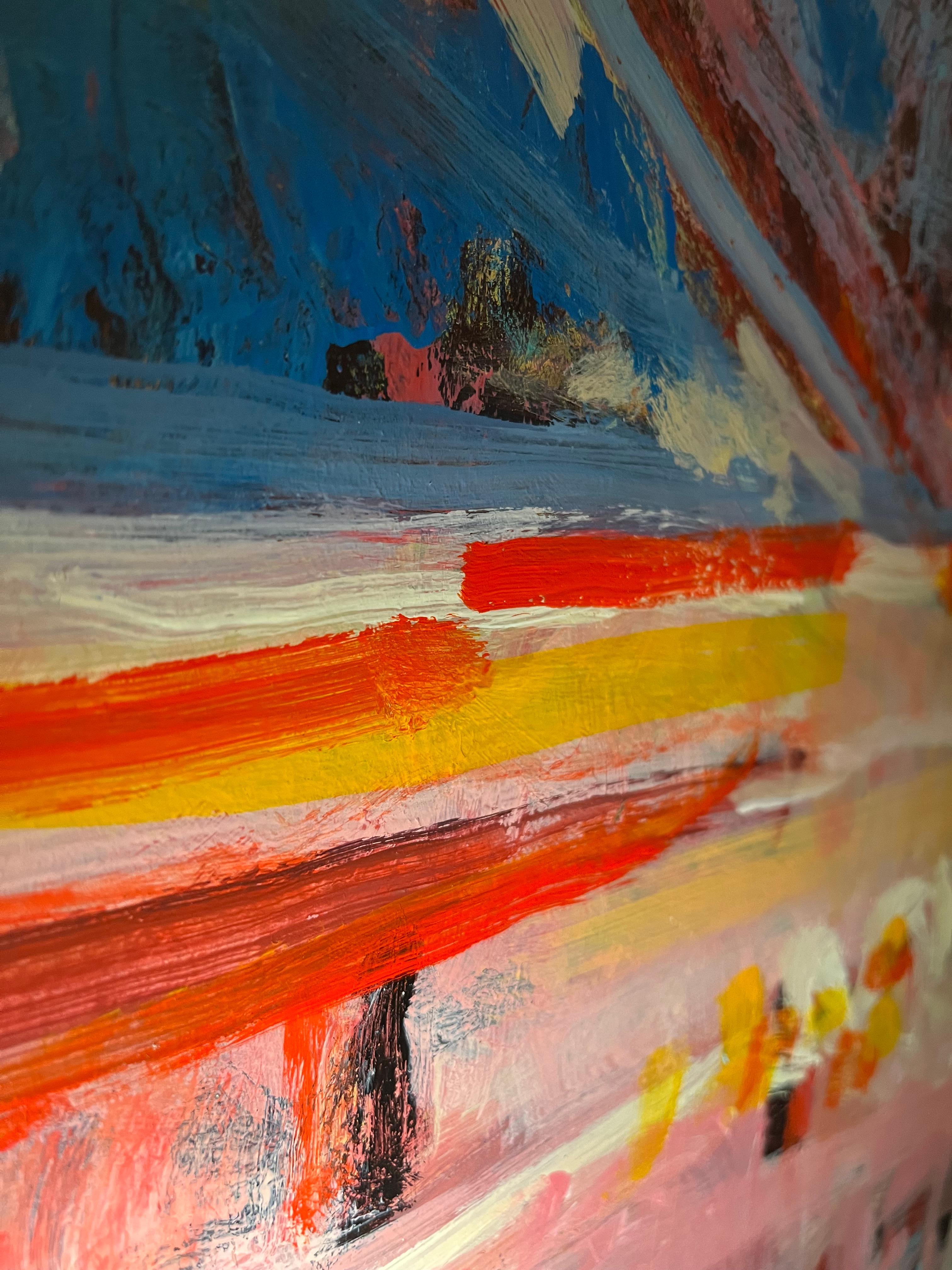 Landscape 110 by Jean Krille - Oil on masonite 100x100cm For Sale 4
