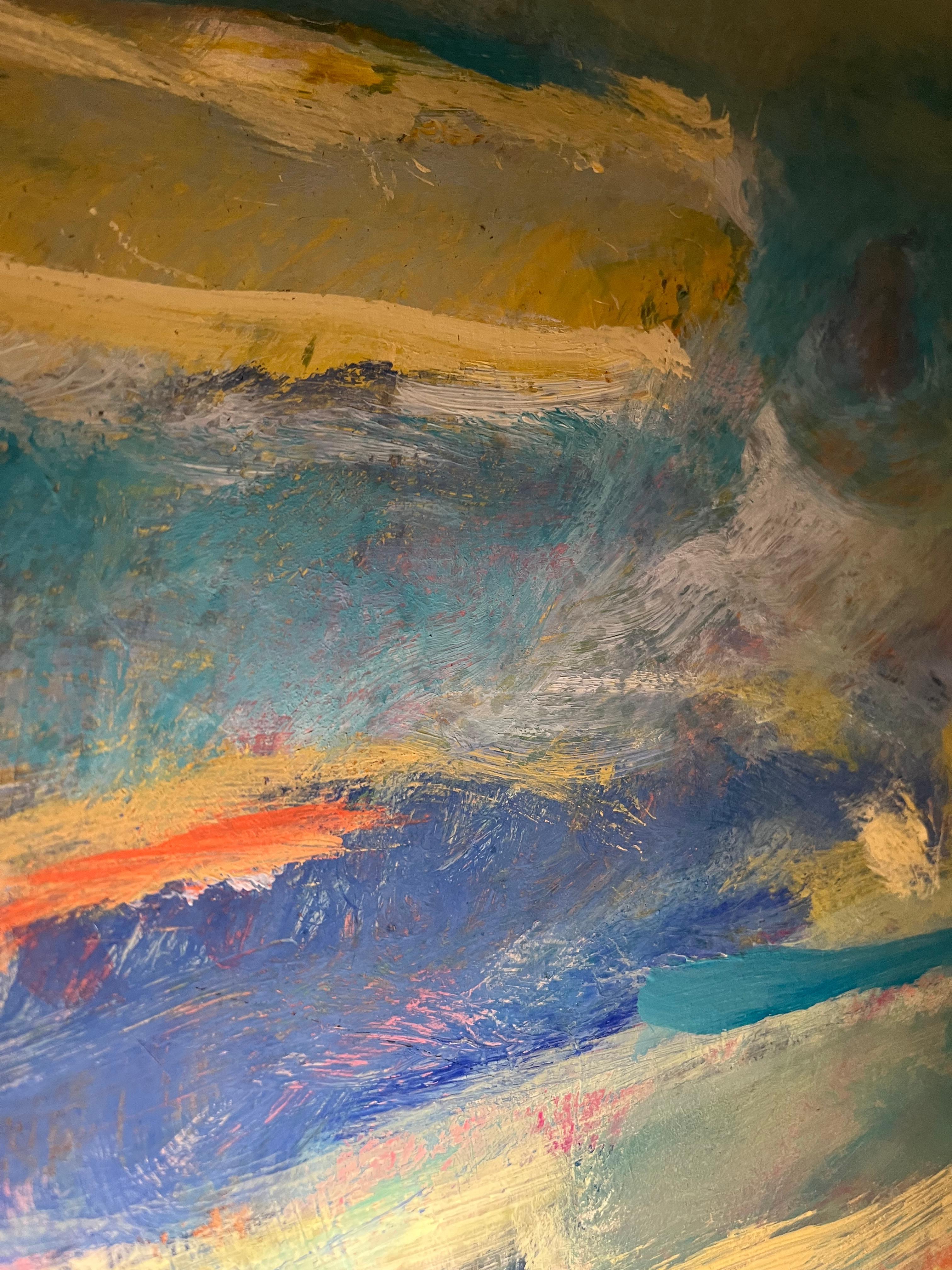 Landscape 110 by Jean Krille - Oil on masonite 100x100cm For Sale 5