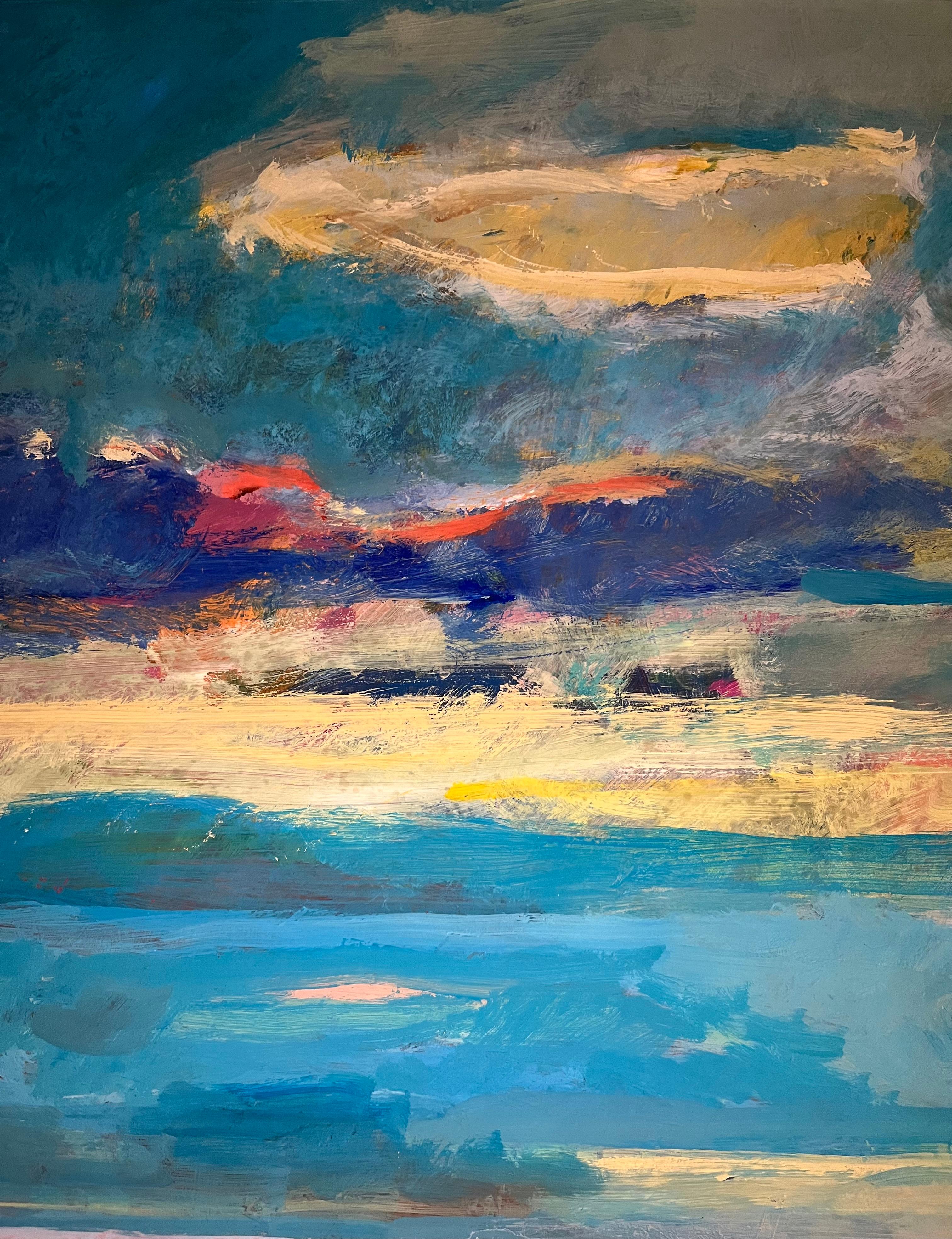 Landscape 110 by Jean Krille - Oil on masonite 100x100cm For Sale 6