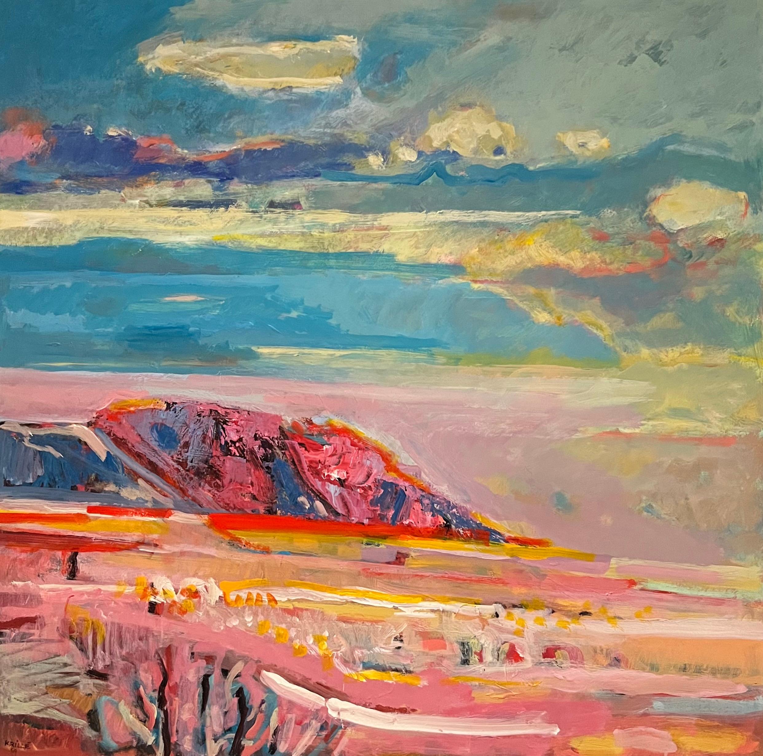 Jean Krillé’s paintings are known for their expressive use of color and dynamic, abstract forms, blending realism with abstraction in his depictions of nature. His landscapes often feature dramatic skies, with swirling clouds and sweeping