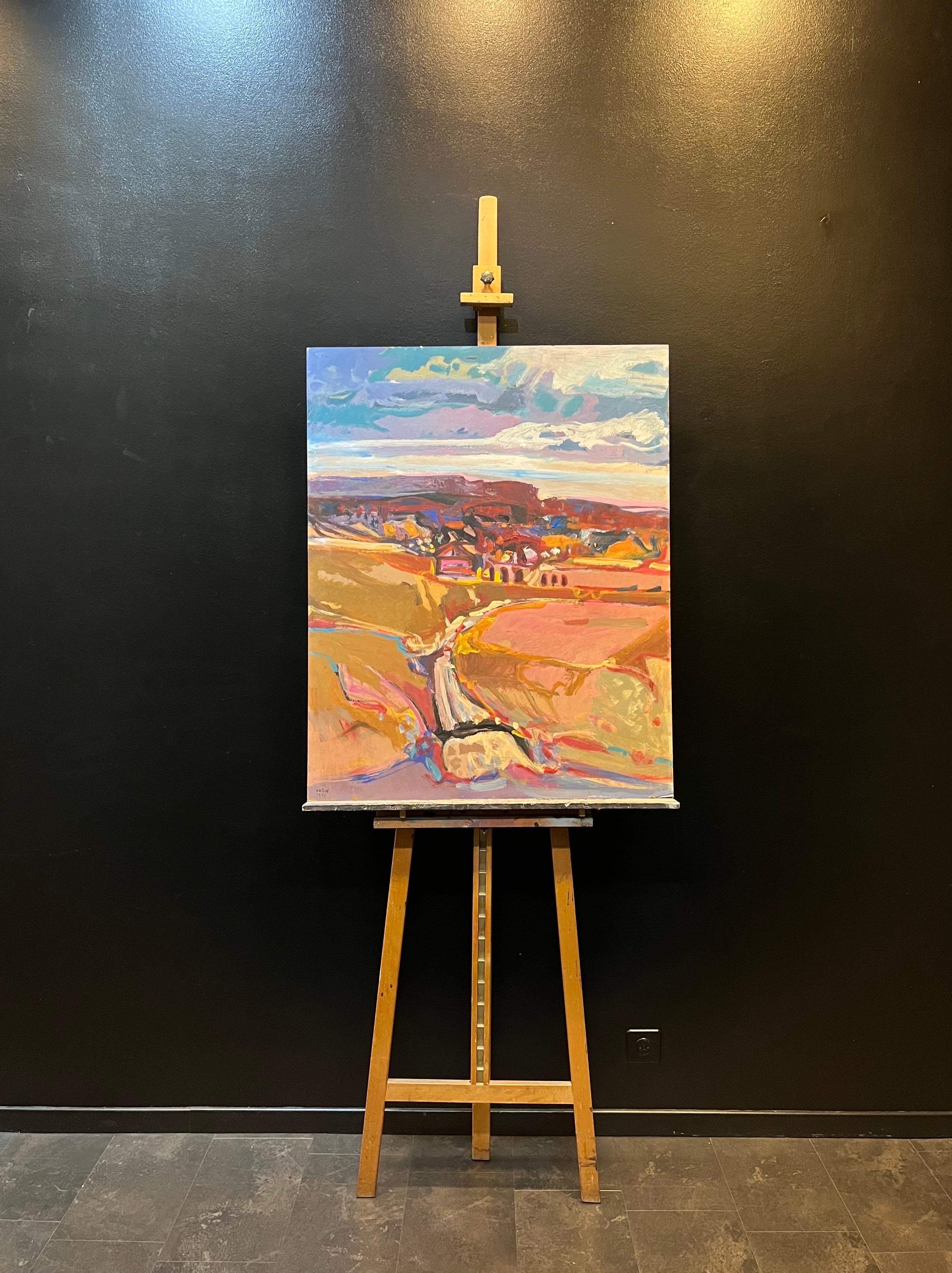 Landscape 111 by Jean Krille - Oil on masonite - 100x80cmm For Sale 1