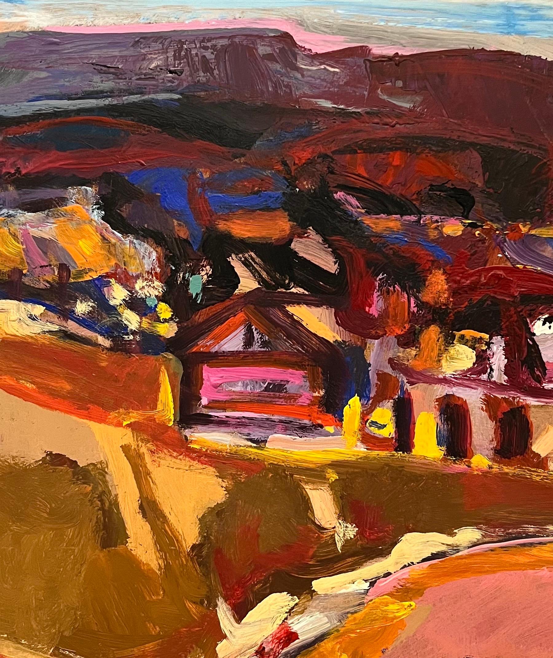Landscape 111 by Jean Krille - Oil on masonite - 100x80cmm For Sale 4