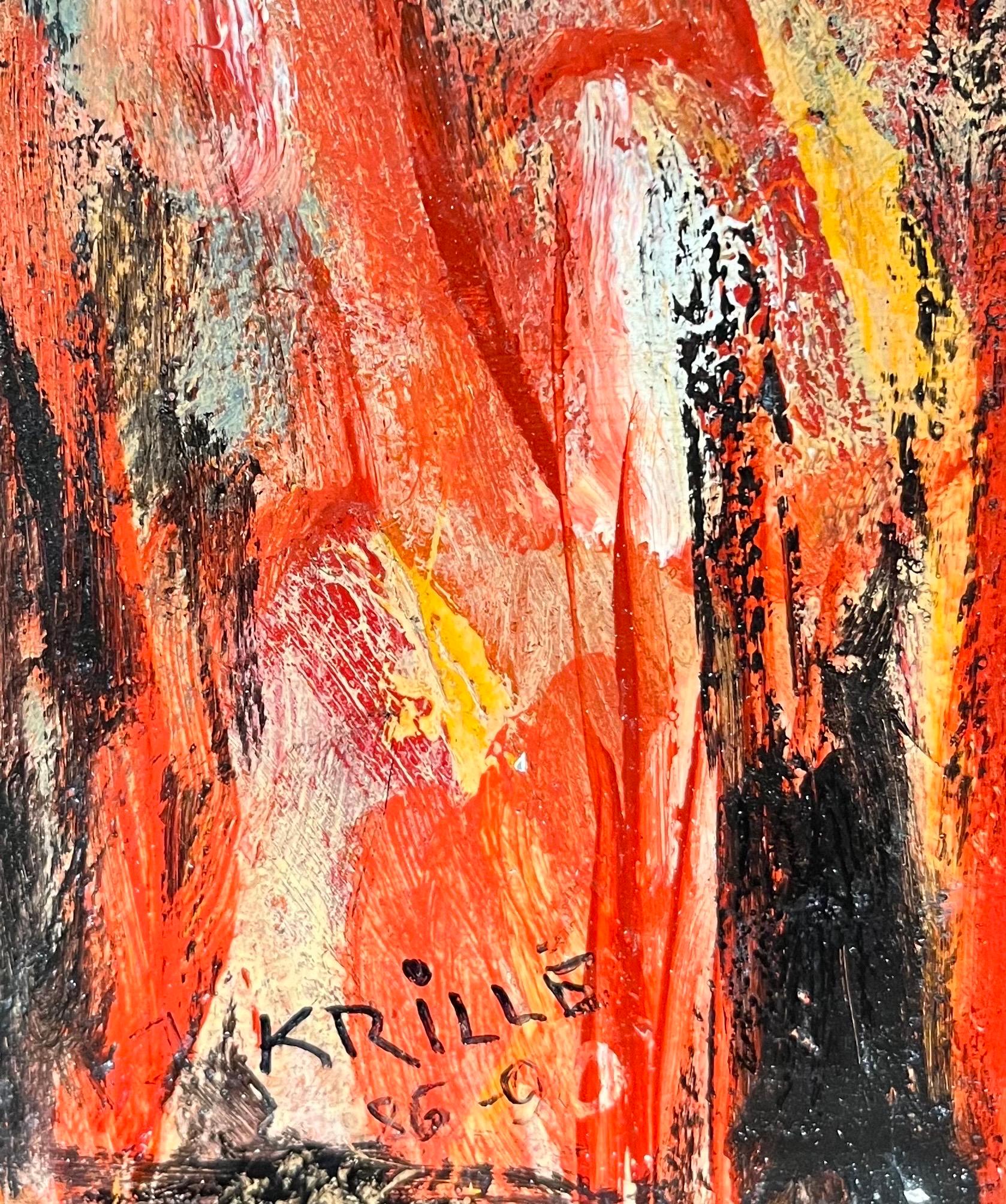 Paysage 112 de Jean Krille - Huile sur masonite 100x100cm en vente 2
