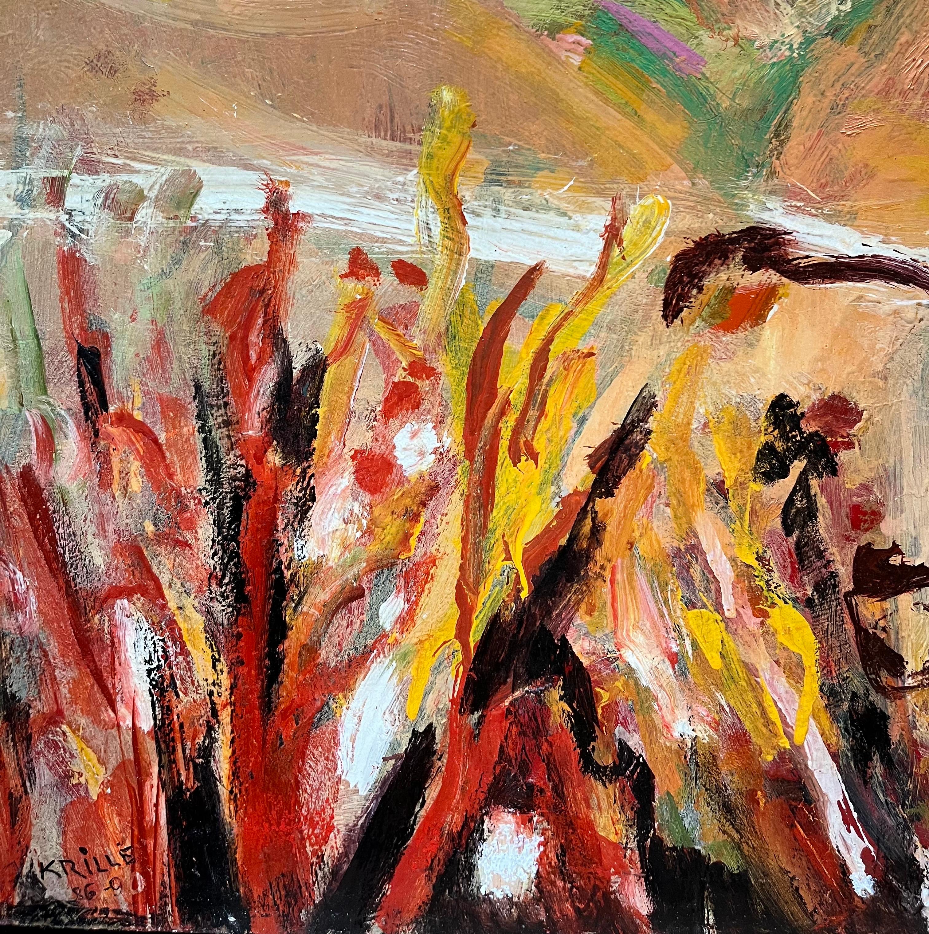 Paysage 112 de Jean Krille - Huile sur masonite 100x100cm en vente 3