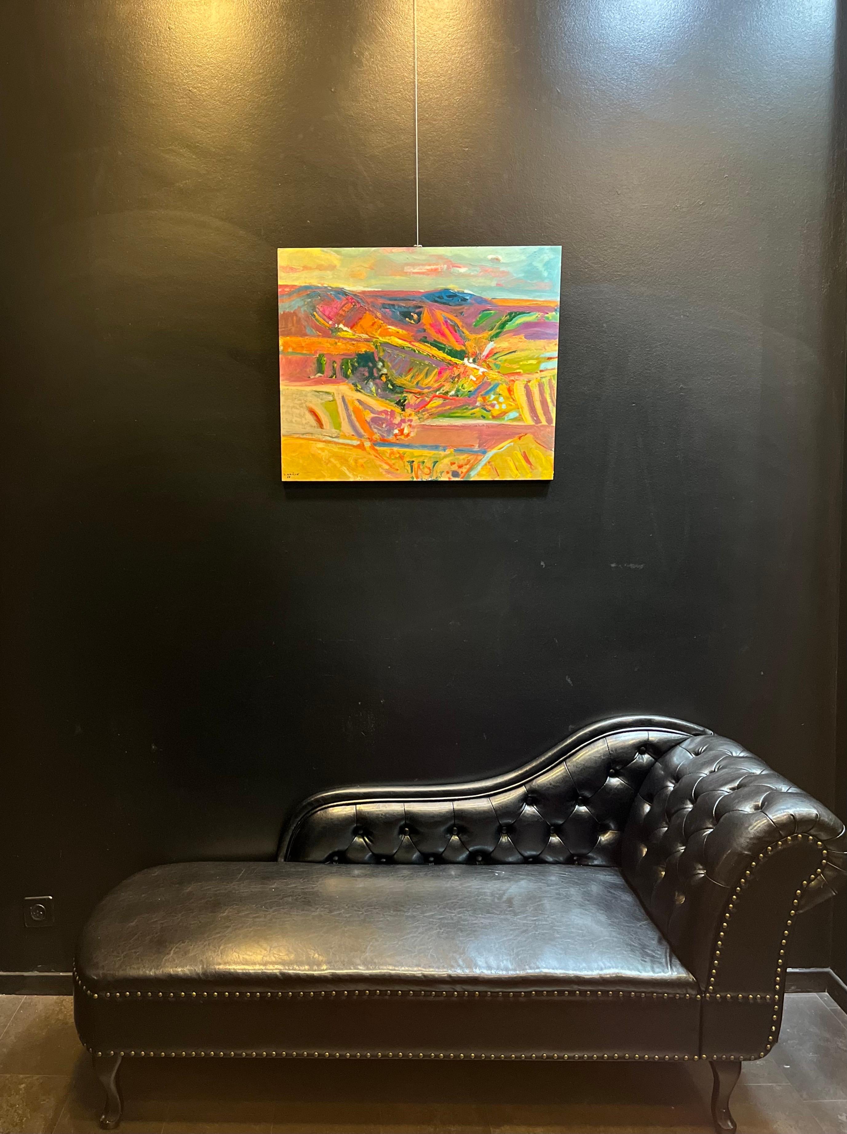 Paysage 118 de Jean Krille - Huile sur bois 73x60 cm en vente 7