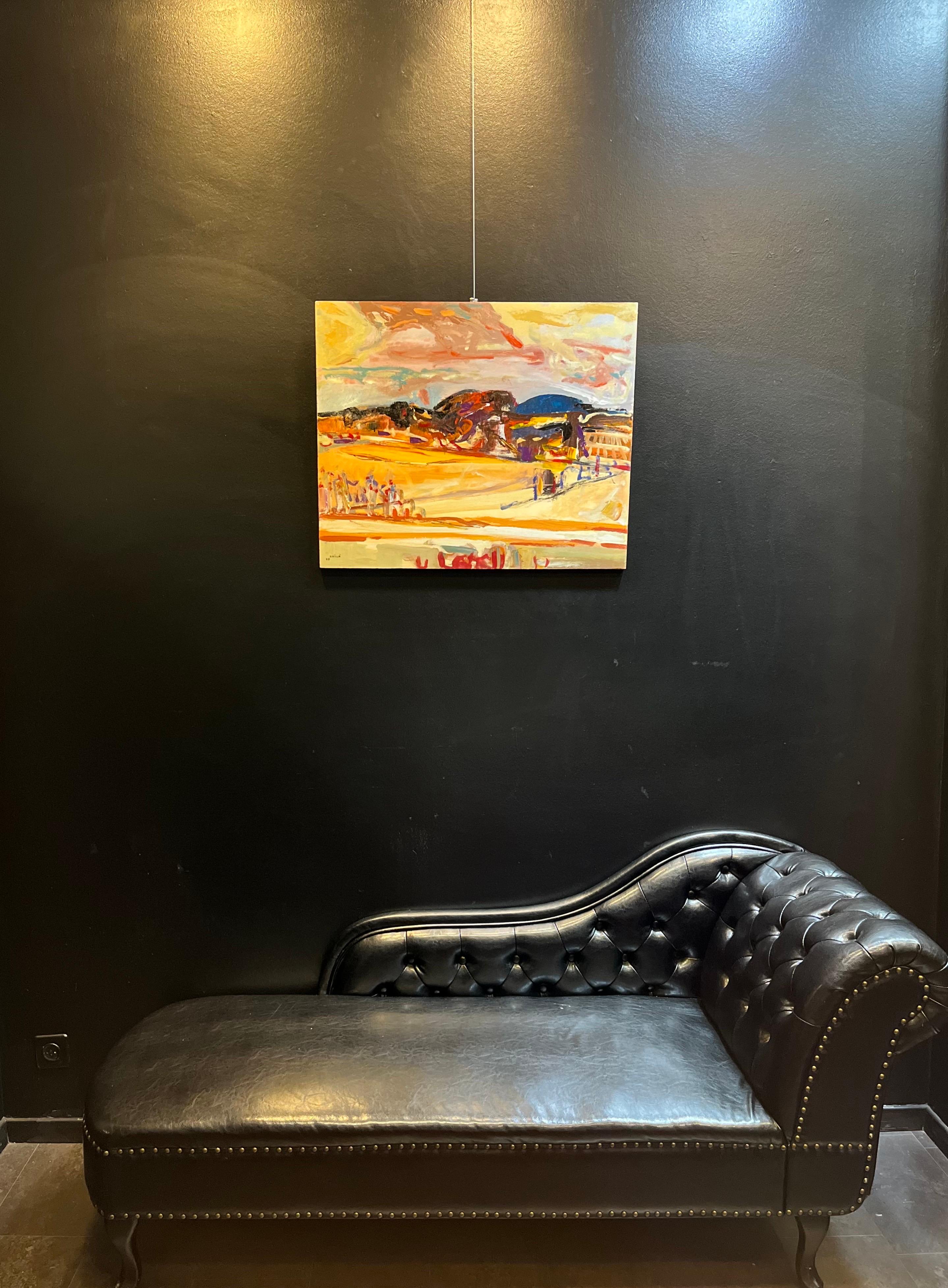 Paysage 119 de Jean Krille - Huile sur bois 73x60 cm en vente 10