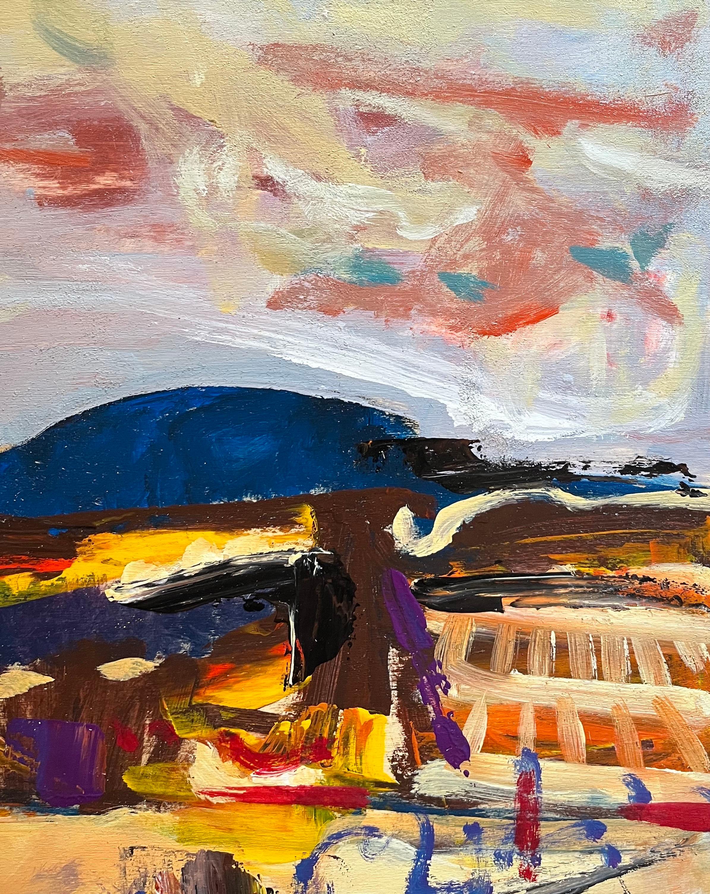 Paysage 119 de Jean Krille - Huile sur bois 73x60 cm en vente 3