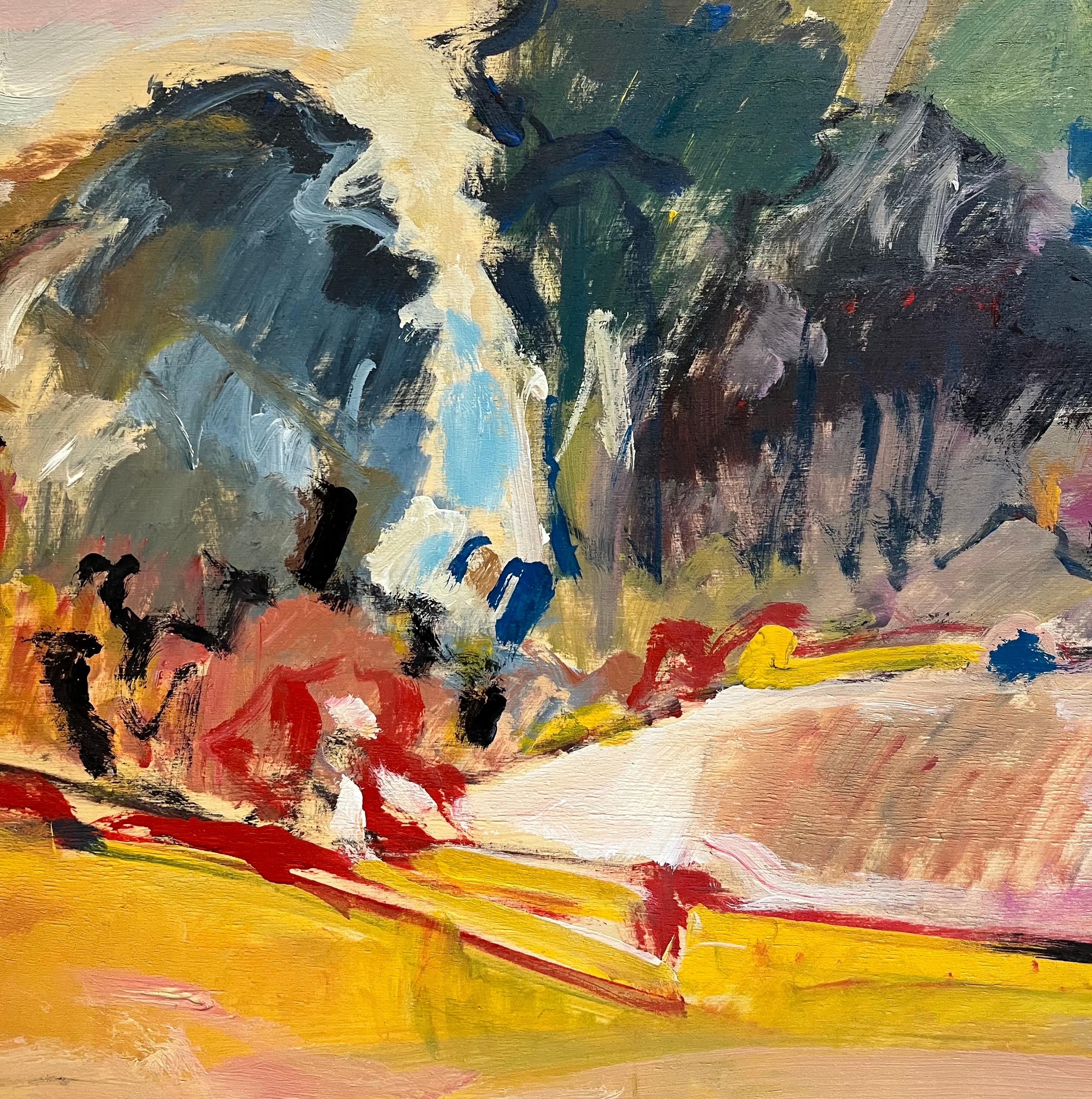 Paysage 121 de Jean Krille - Huile sur bois 73x60 cm en vente 3