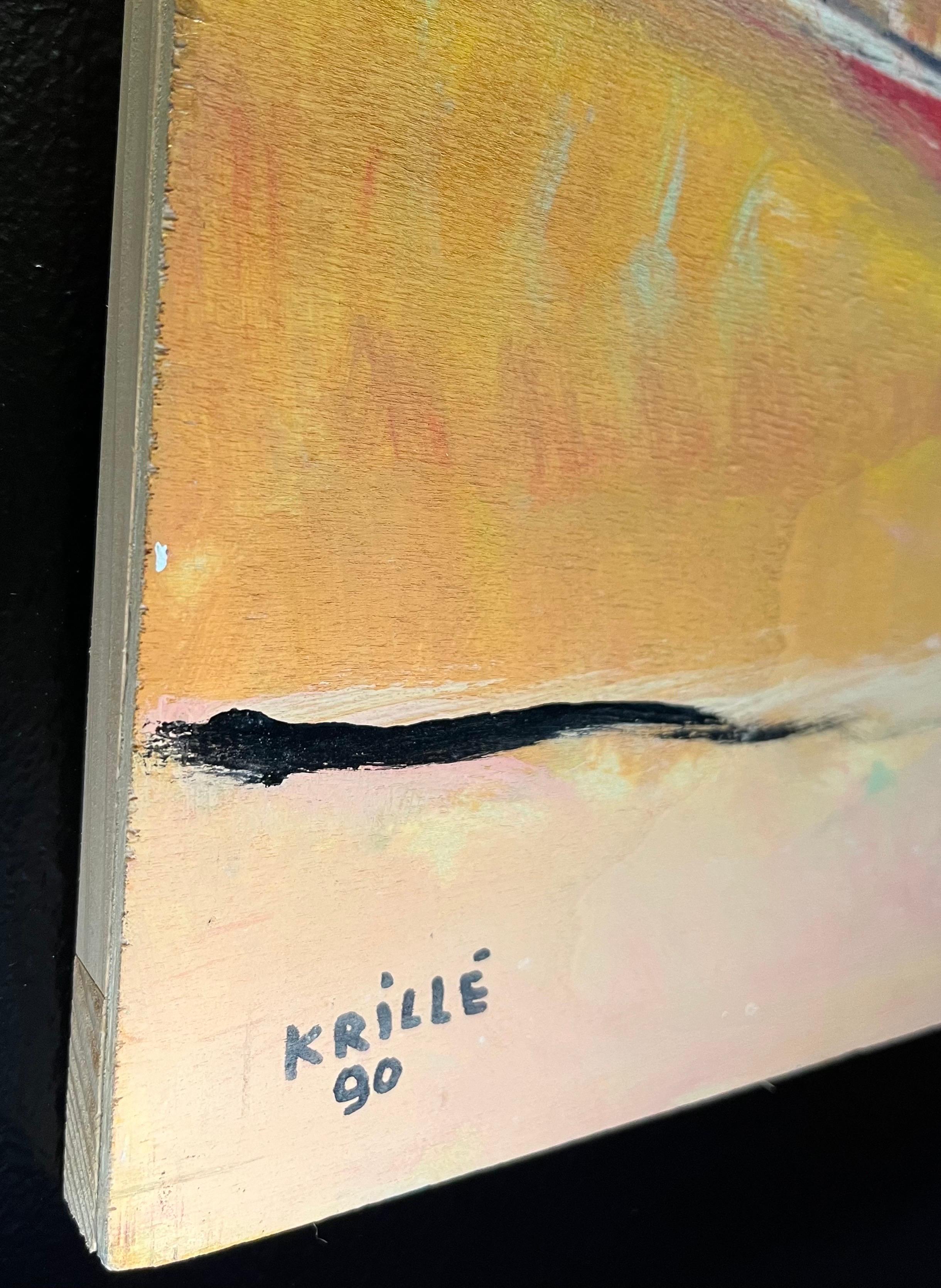 Paysage 121 de Jean Krille - Huile sur bois 73x60 cm en vente 6